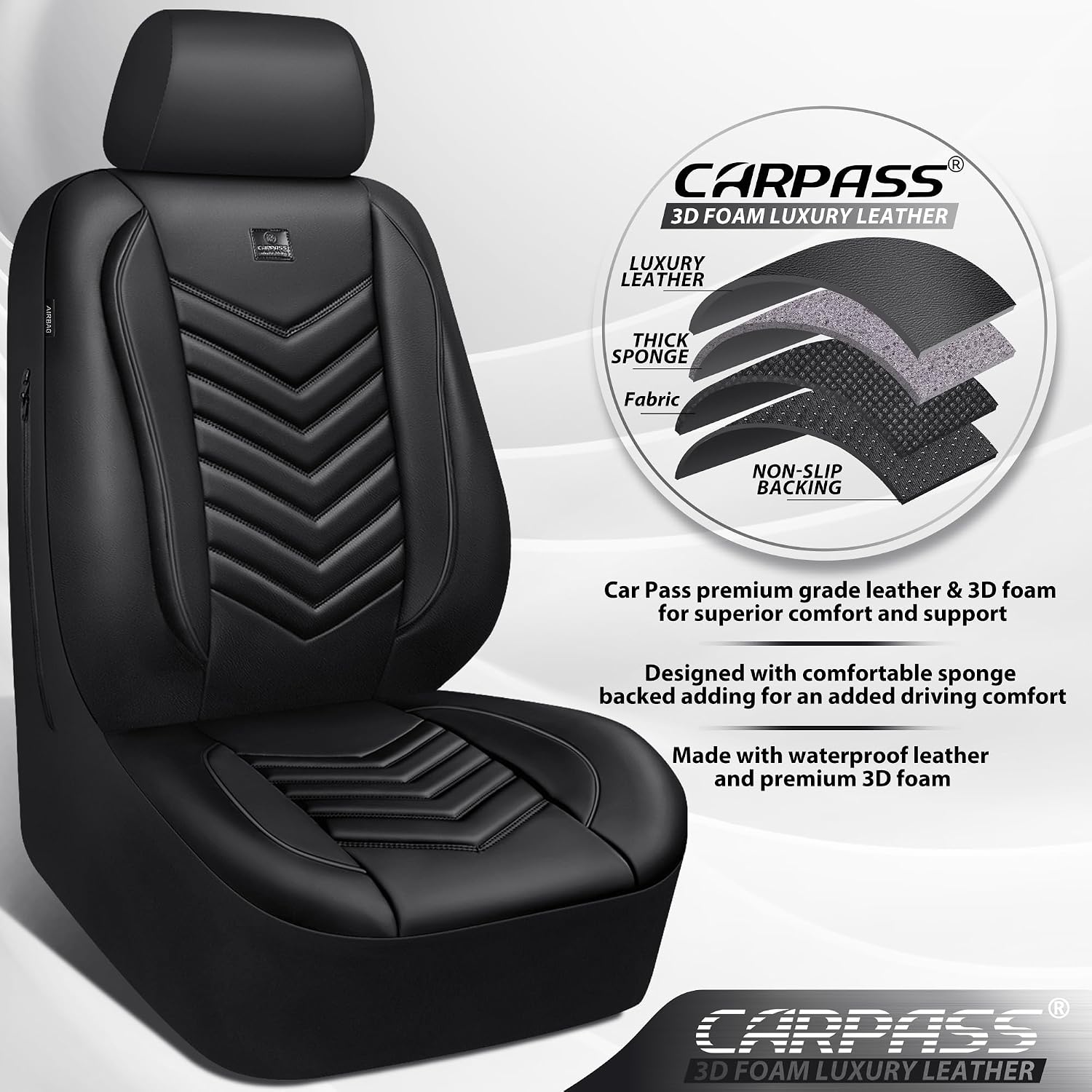 Thumbnail 3 de CAR PASS 3D Foam Faux Leather Seat Covers — Waterproof
