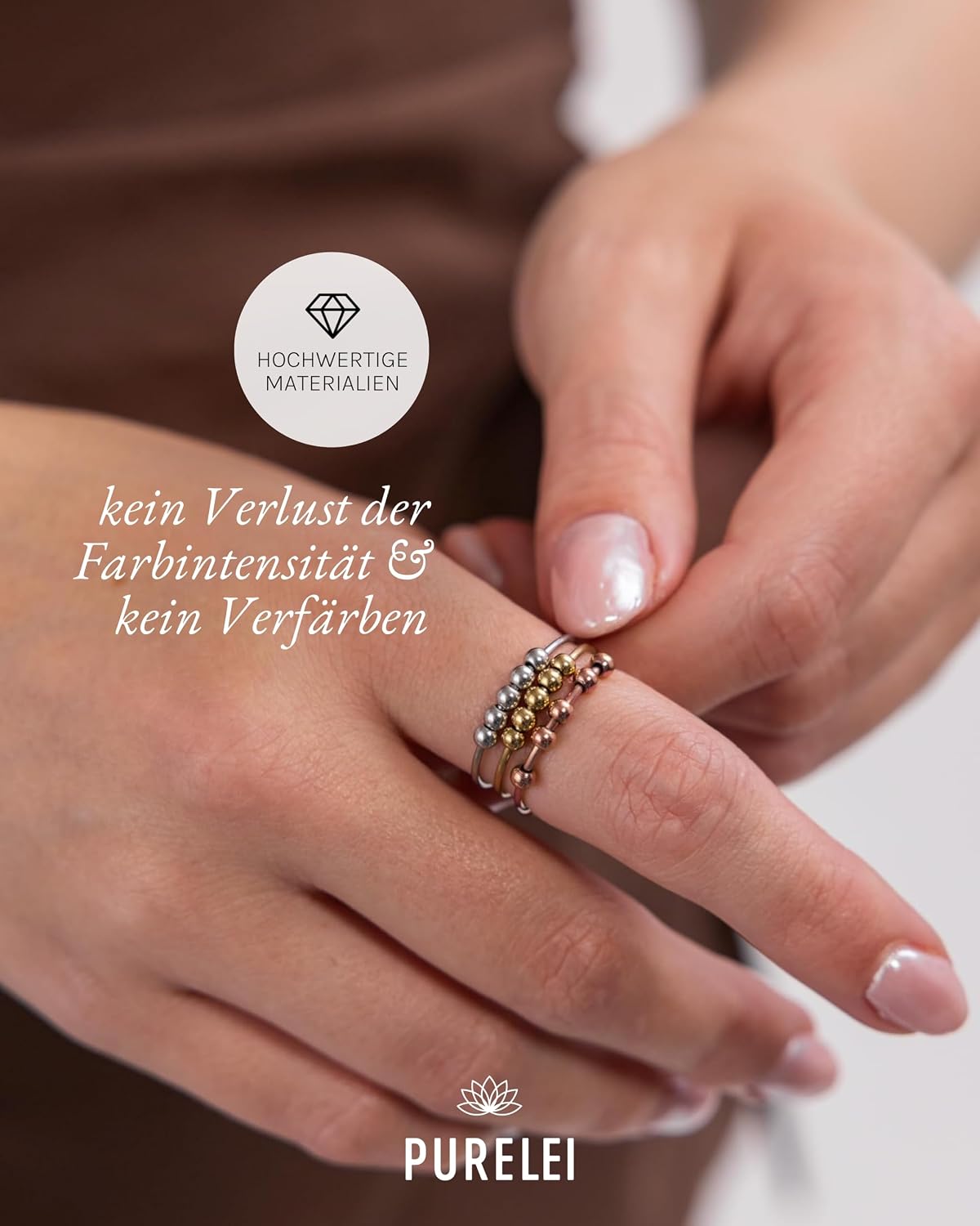 Thumbnail 4 de Purelei Shade Anxiety Ring (Gold) – Verstellbarer Fidget-Ring aus Edelstahl