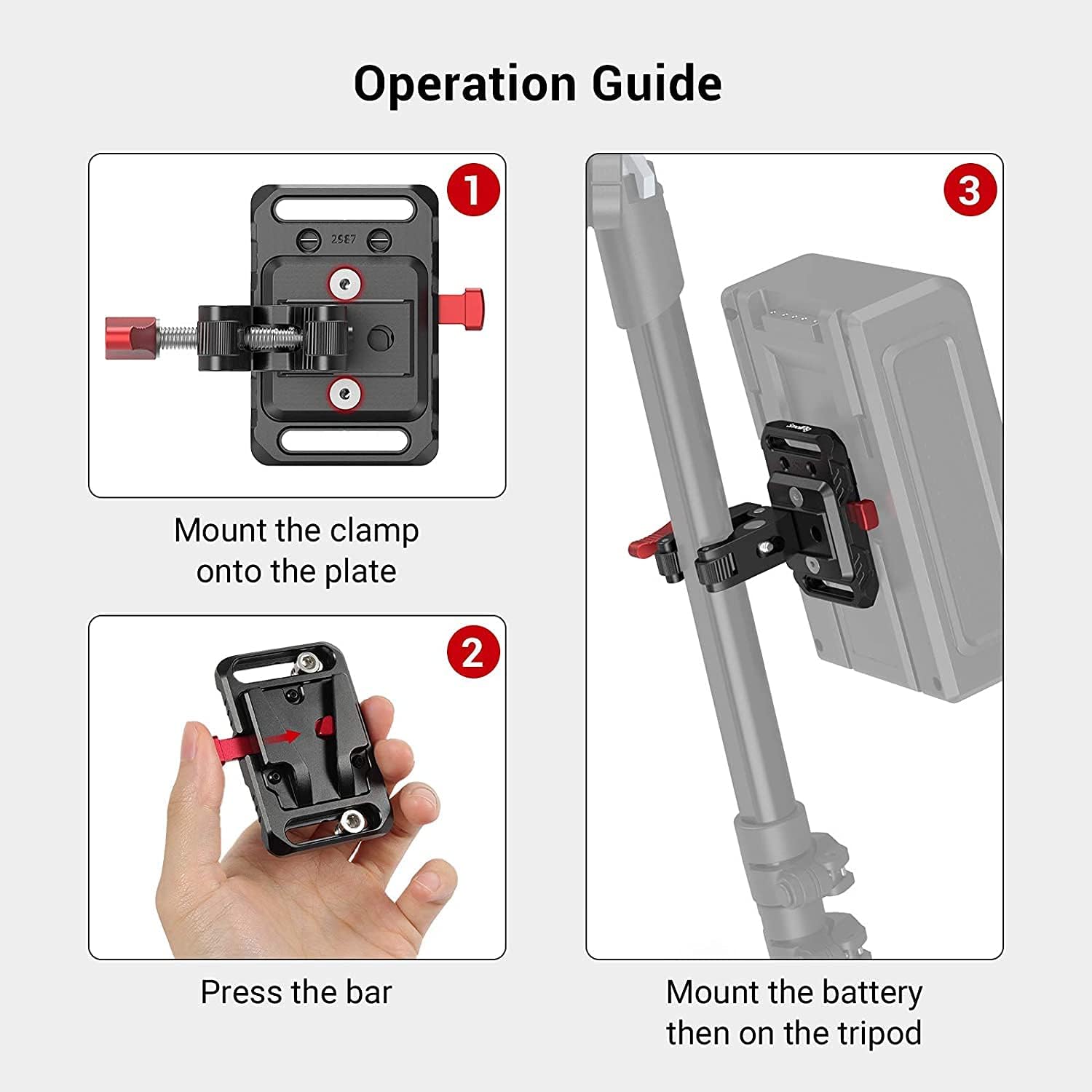 Thumbnail 5 de SmallRig Mini V Mount Battery Plate (2989) with crab-shaped clamp for camera power