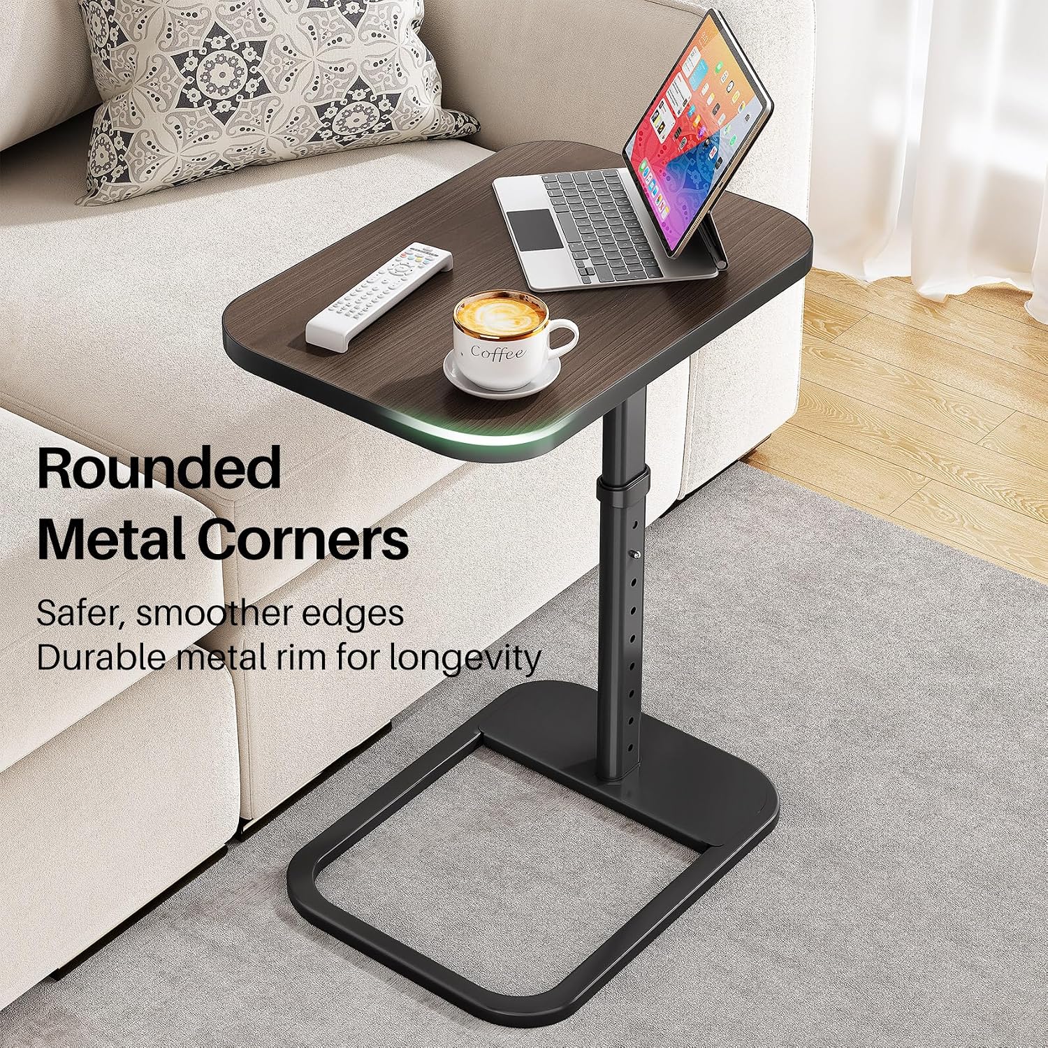 Detalle de Kitstorack CT-Elevate01 TV Tray Table, 9 Height Settings, 90° Flip, Espresso