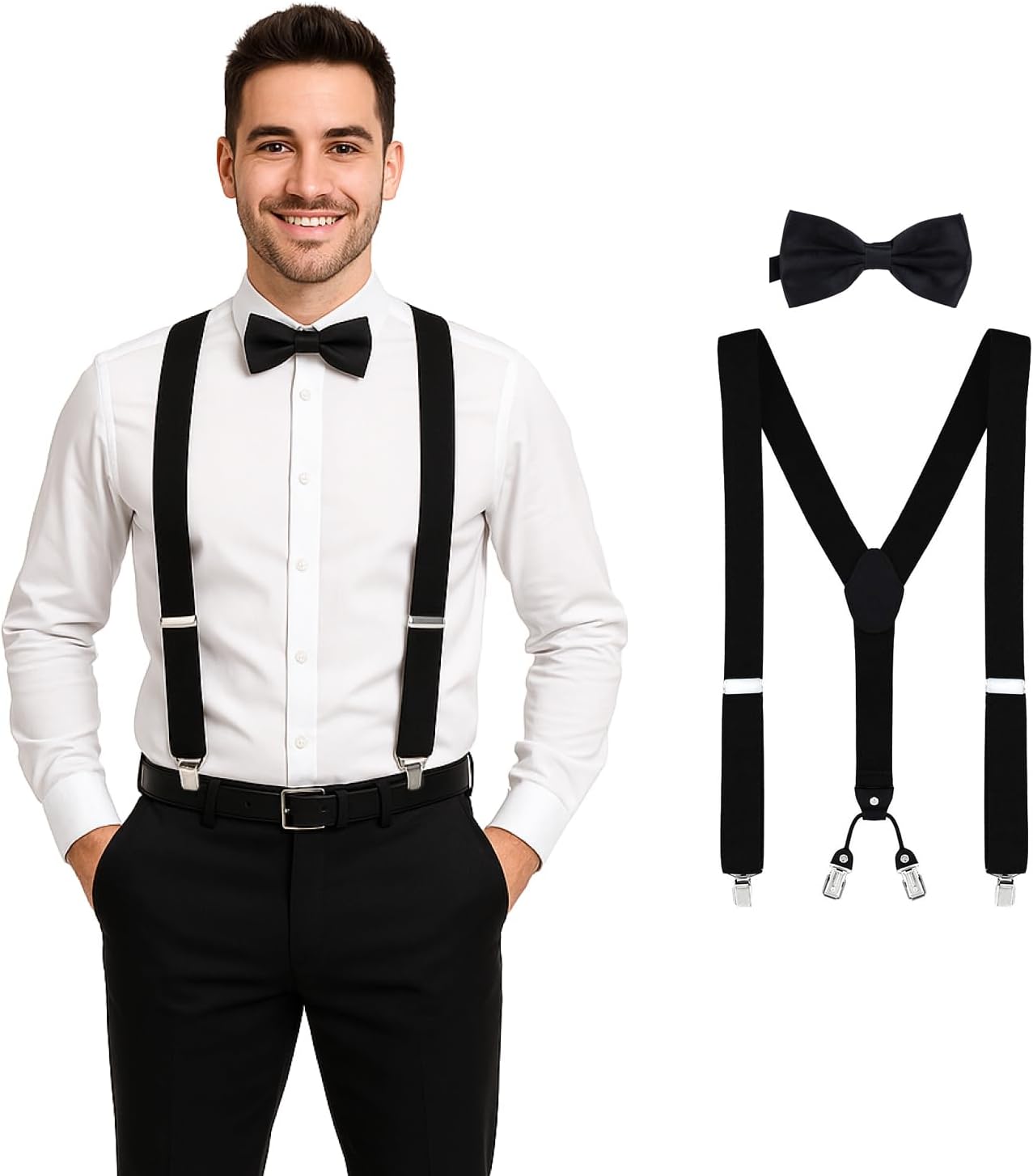 DonDon set tirantes y pajarita hombre 3,5 cm