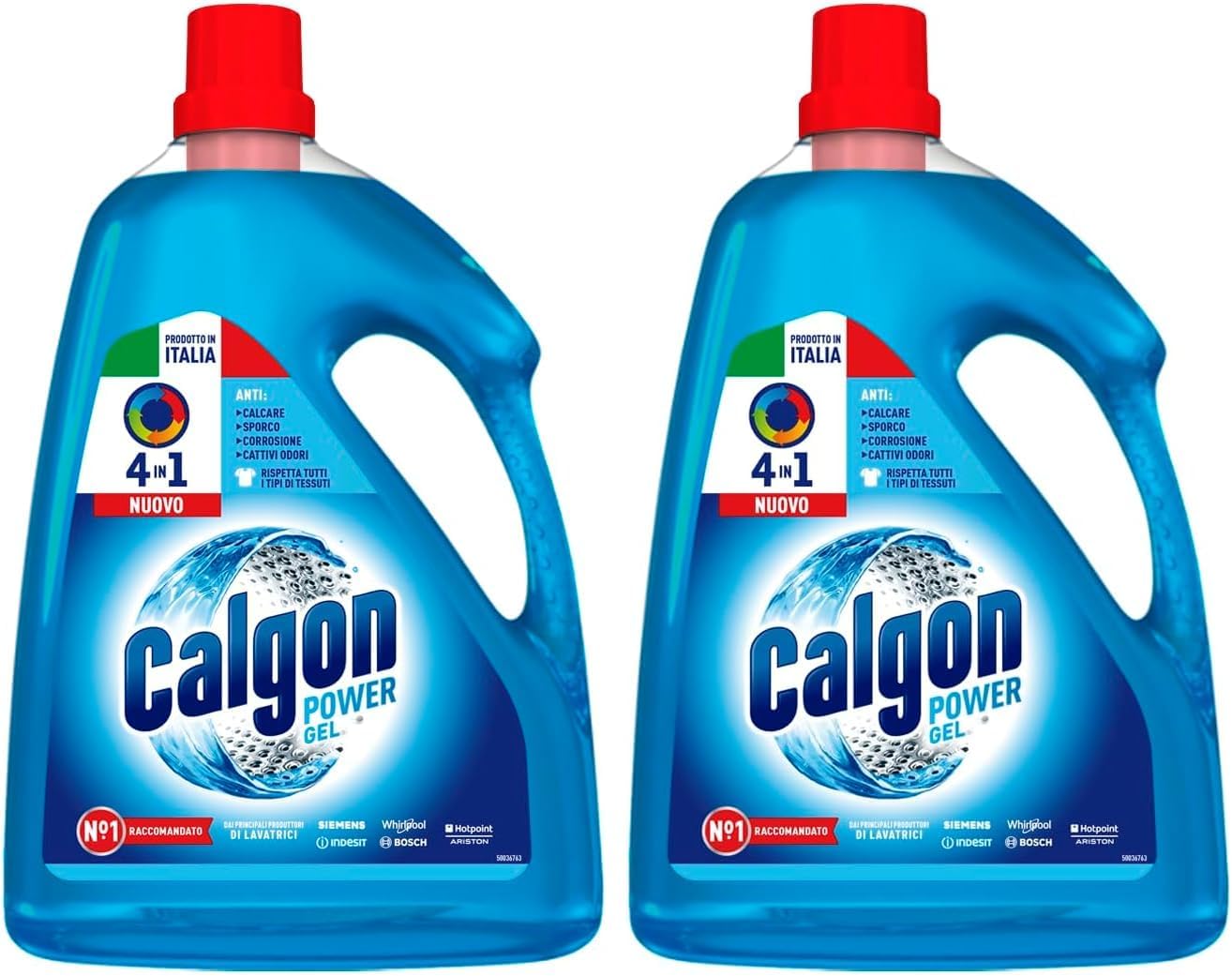 Detalle de Calgon Power Gel 4 in 1 per Capi Morbidi, 2 Confezioni da 2.25 L di Anticalcare lavatrice