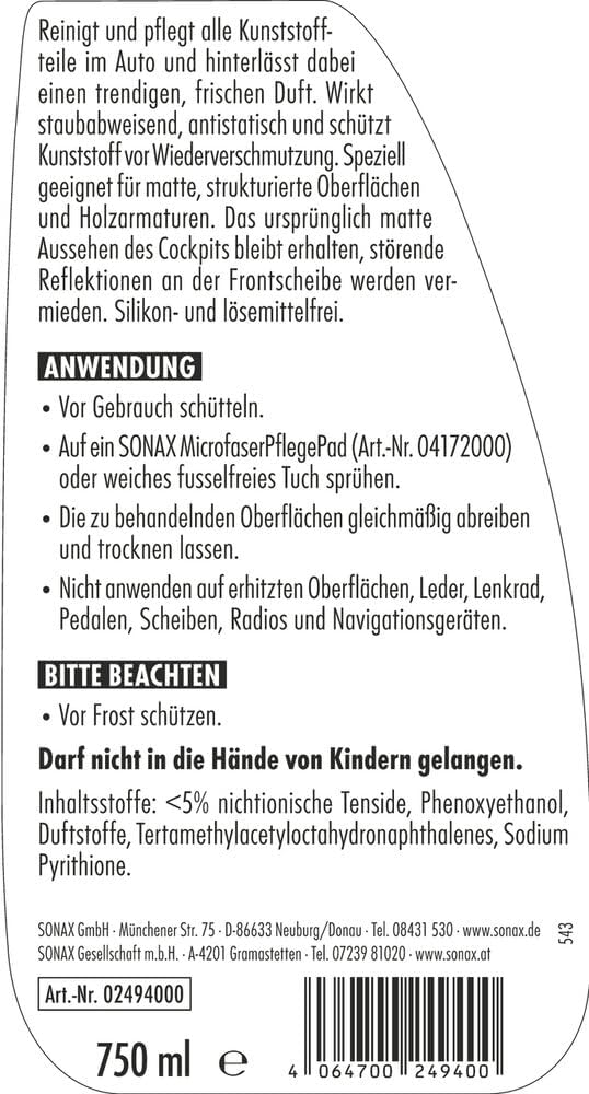 Thumbnail 1 de SONAX CockpitStar Cockpitreiniger (750 ml) – anti-statisch, pflegt matte Kunststoffoberflächen