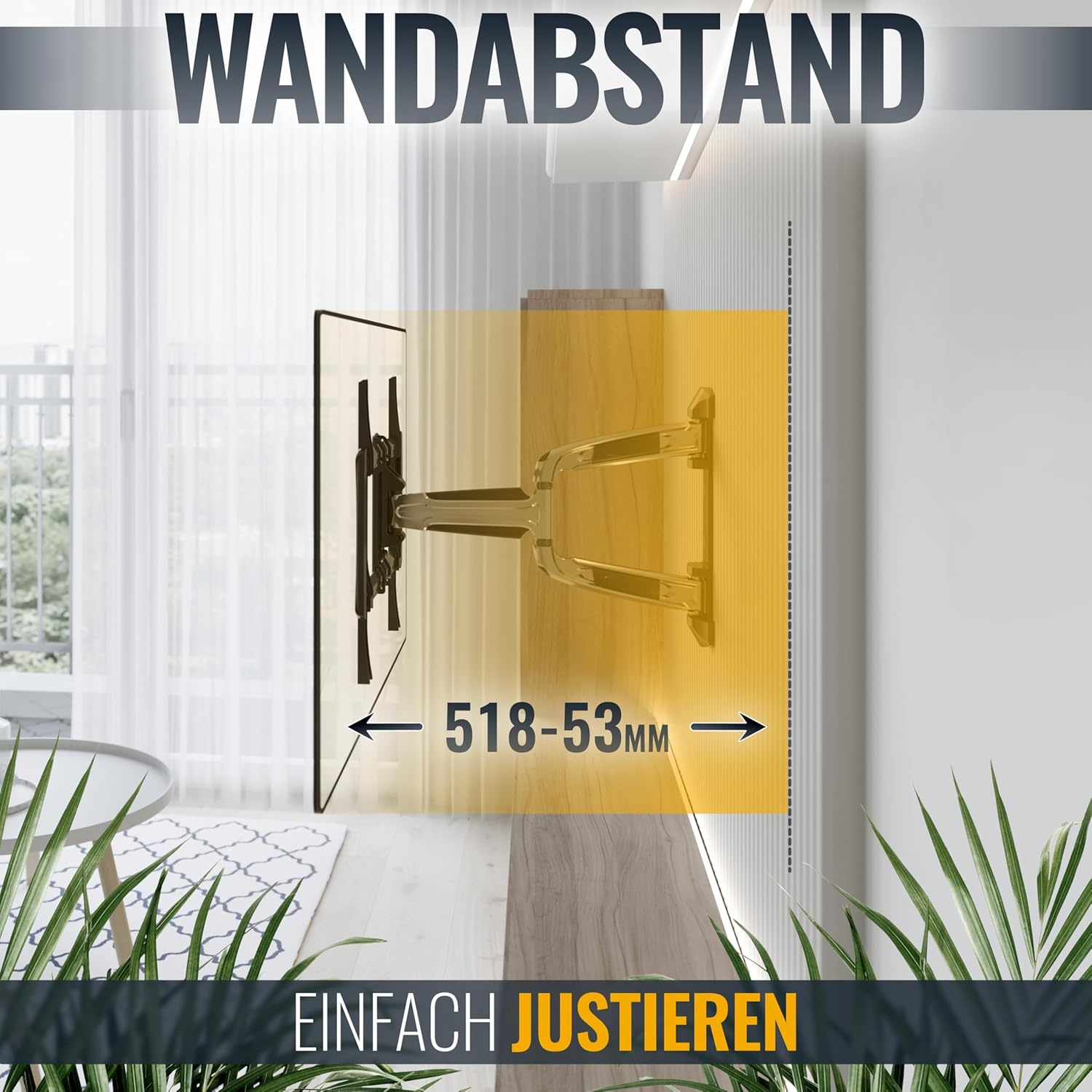 Detalle de RICOO S0644 TV-Wandhalterung: Schwenk- und Neigbar für 32–55 Zoll, VESA 400x400, max. 35 kg