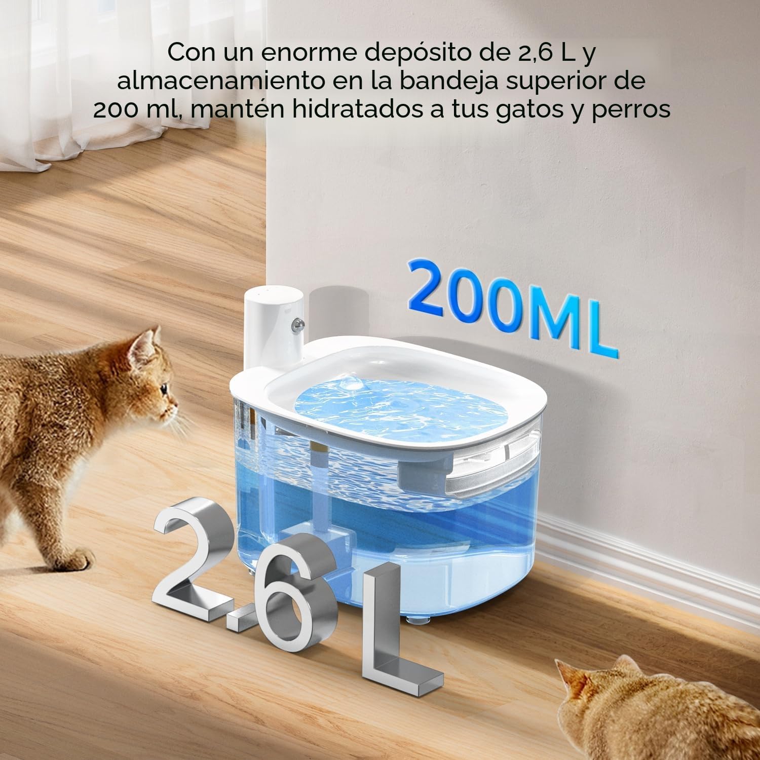 Thumbnail 6 de Nenozi fuente para gatos sin cable a pila con sensor de movimiento y 2,6 L (filtrado triple)