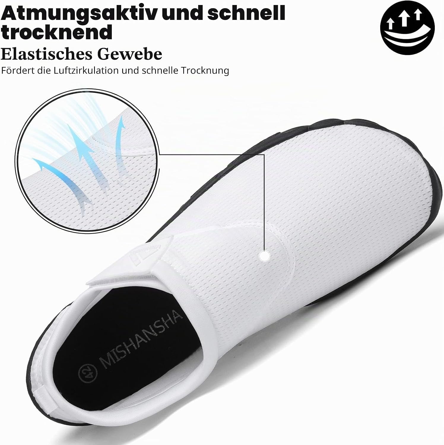 Detalle de Mishansha Badeschuhe – Unisex Aquaschuhe, atmungsaktiv & schnelltrocknend, EU 36–46