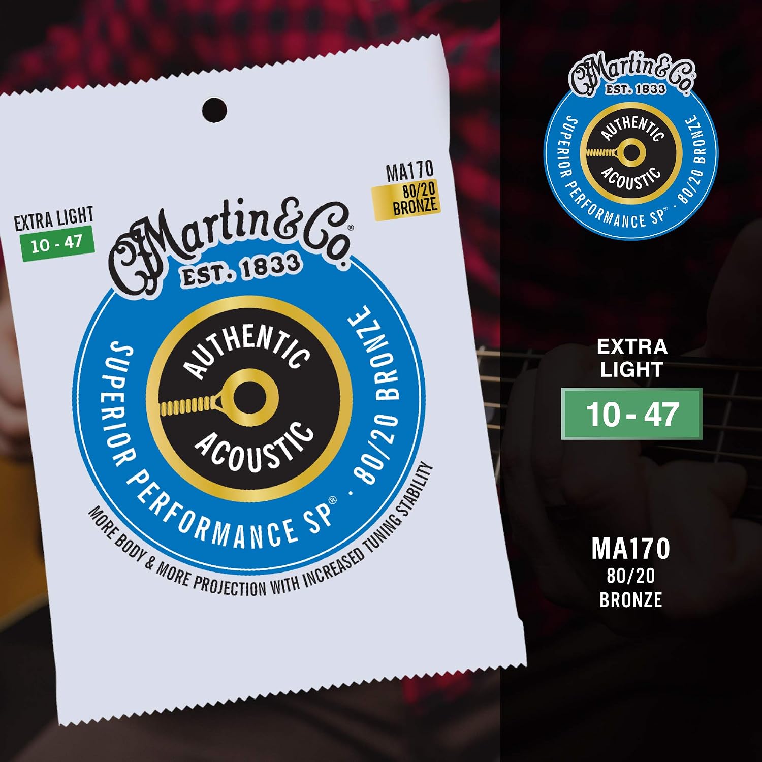 Detalle 2 de Martin Authentic MA170 41Y18MA170 Acoustic Strings – Extra Light 10–47: tono autentico e suonabilità superiore