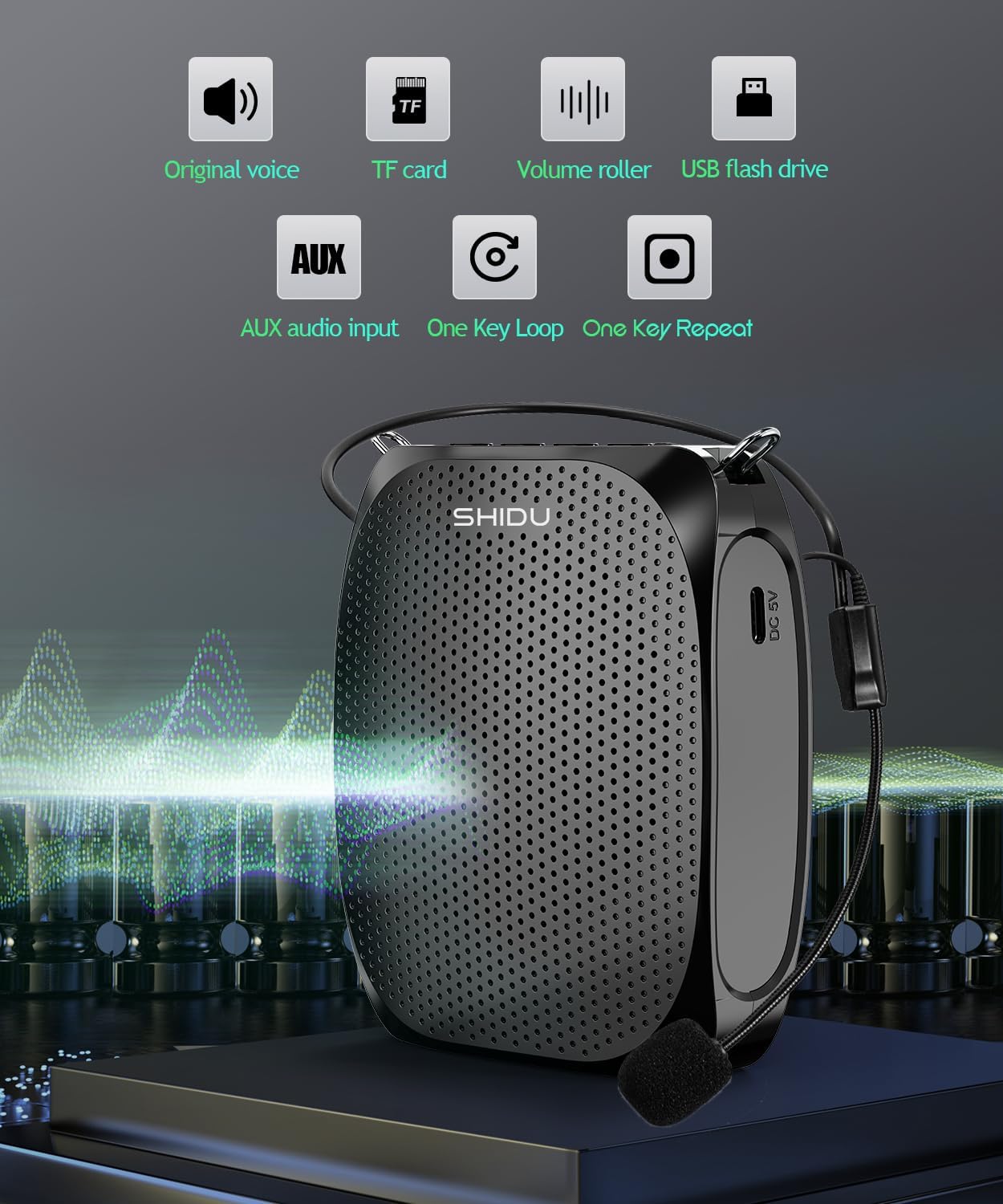 Thumbnail 5 de SHIDU Portable Voice Amplifier for Teachers 🎤