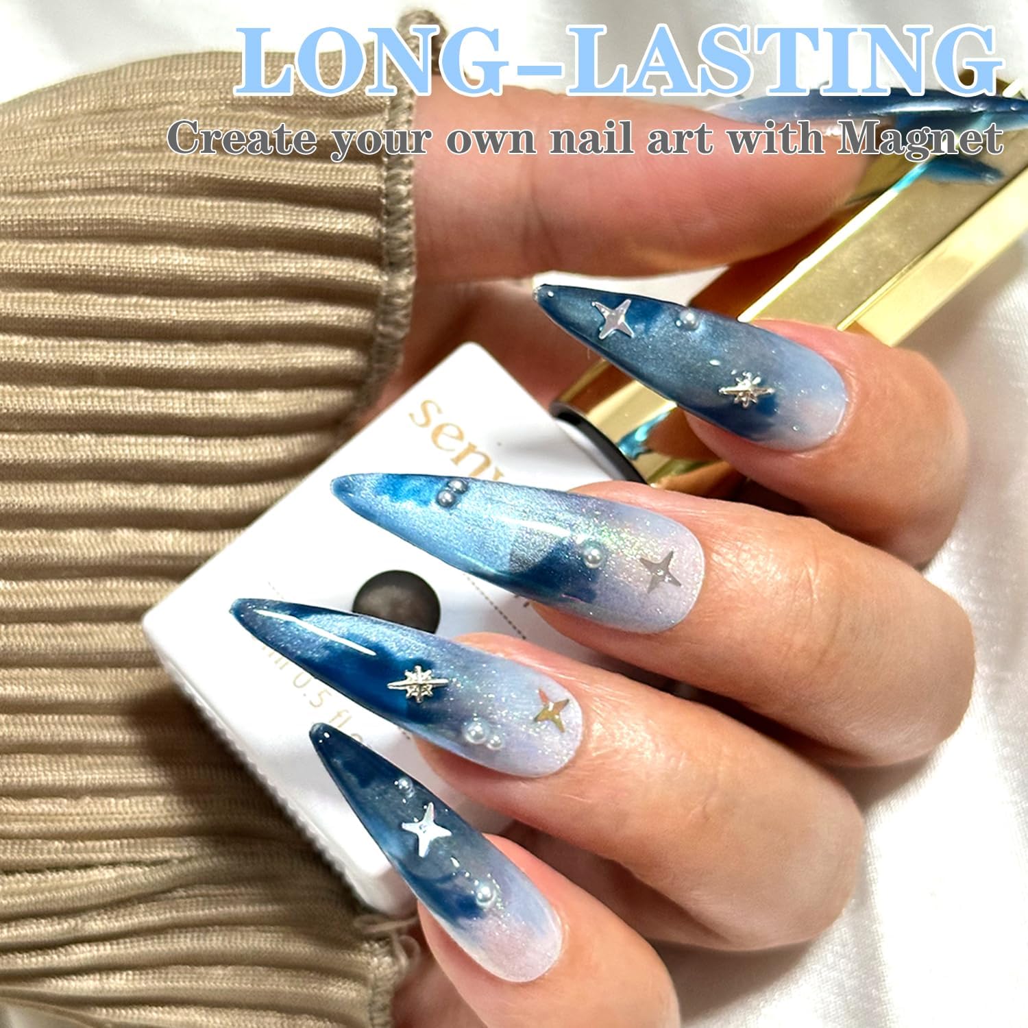 Thumbnail 6 de senvenski MY1-009 Gelei Glas Cat Eye-gelnagellak blauw, 15 ml