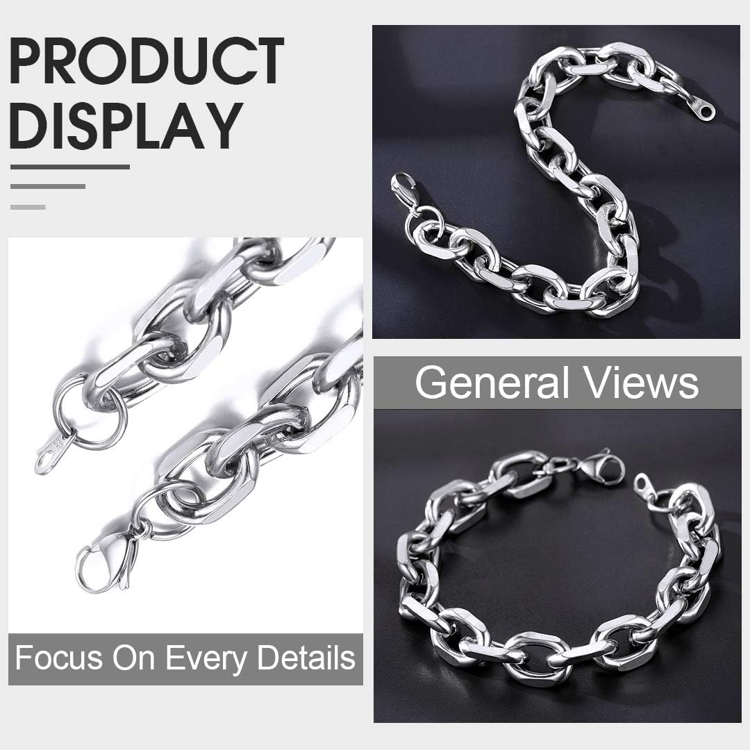Detalle de ChainsHouse Bracelet Argent Homme 21cm 12 mm