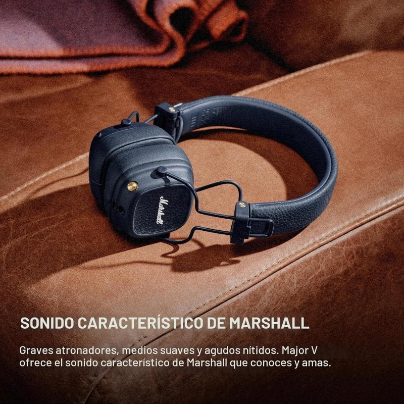 Detalle 2 de Auriculares Marshall inalámbricos Bluetooth 5.3 Azul con micrófono y 100 h de autonomía