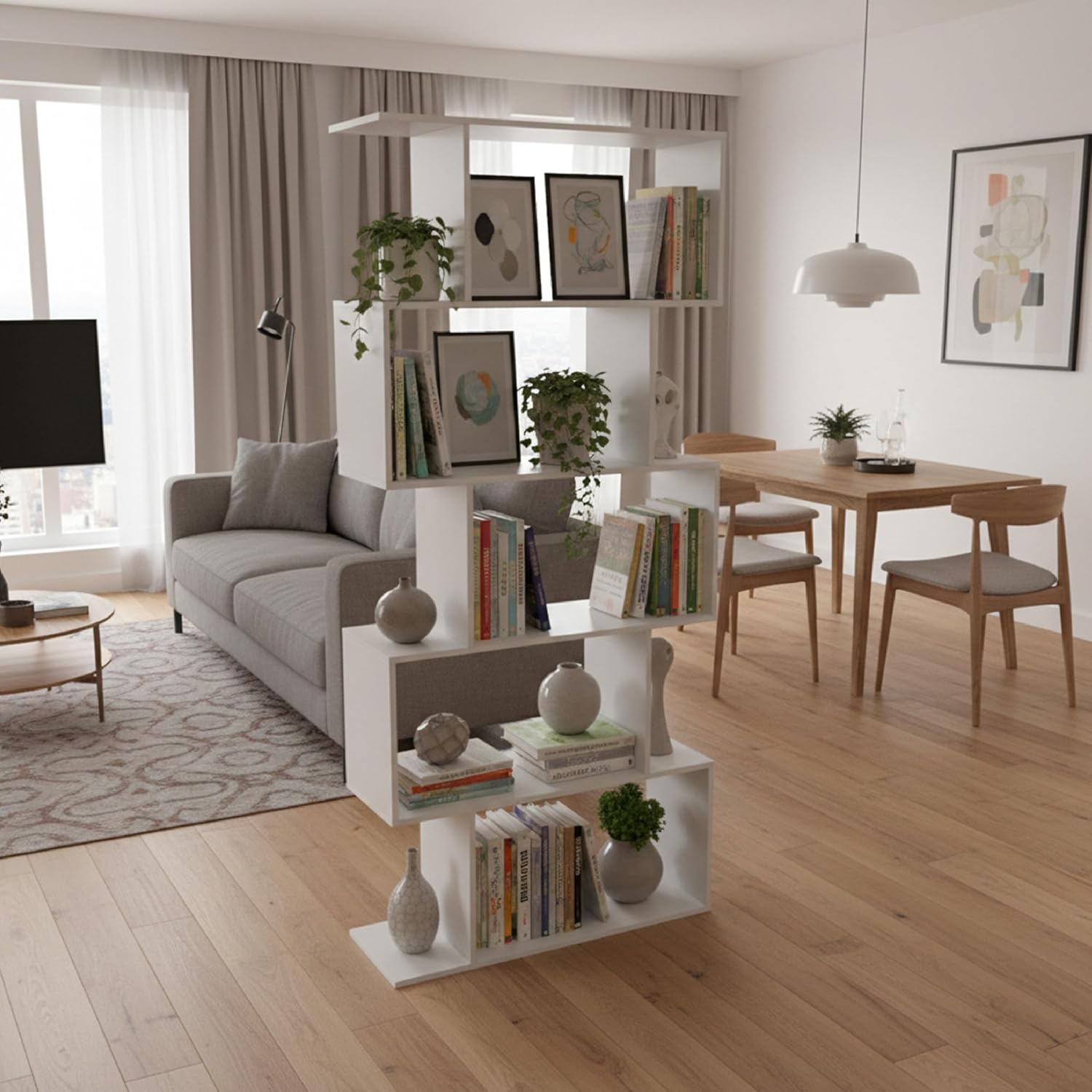 Thumbnail 3 de Baroni Home Libreria verticale in zig zag 24x70x159 cm con 5 ripiani bianco