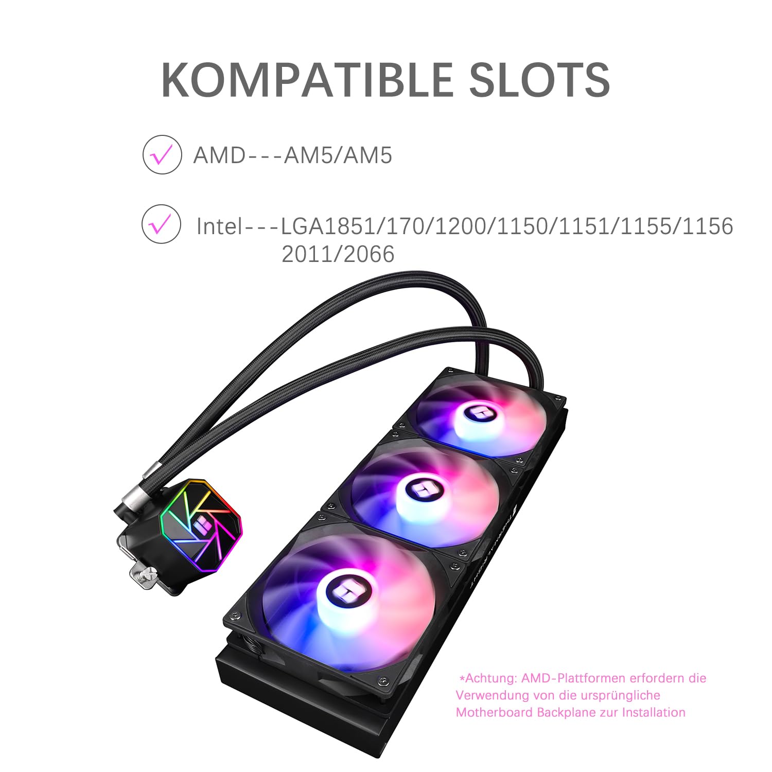 Detalle de TR-Thermalright Aqua Elite 360 V3 Wasserkühlung – Komplettset für AM4/AM5, ARGB 3x120mm