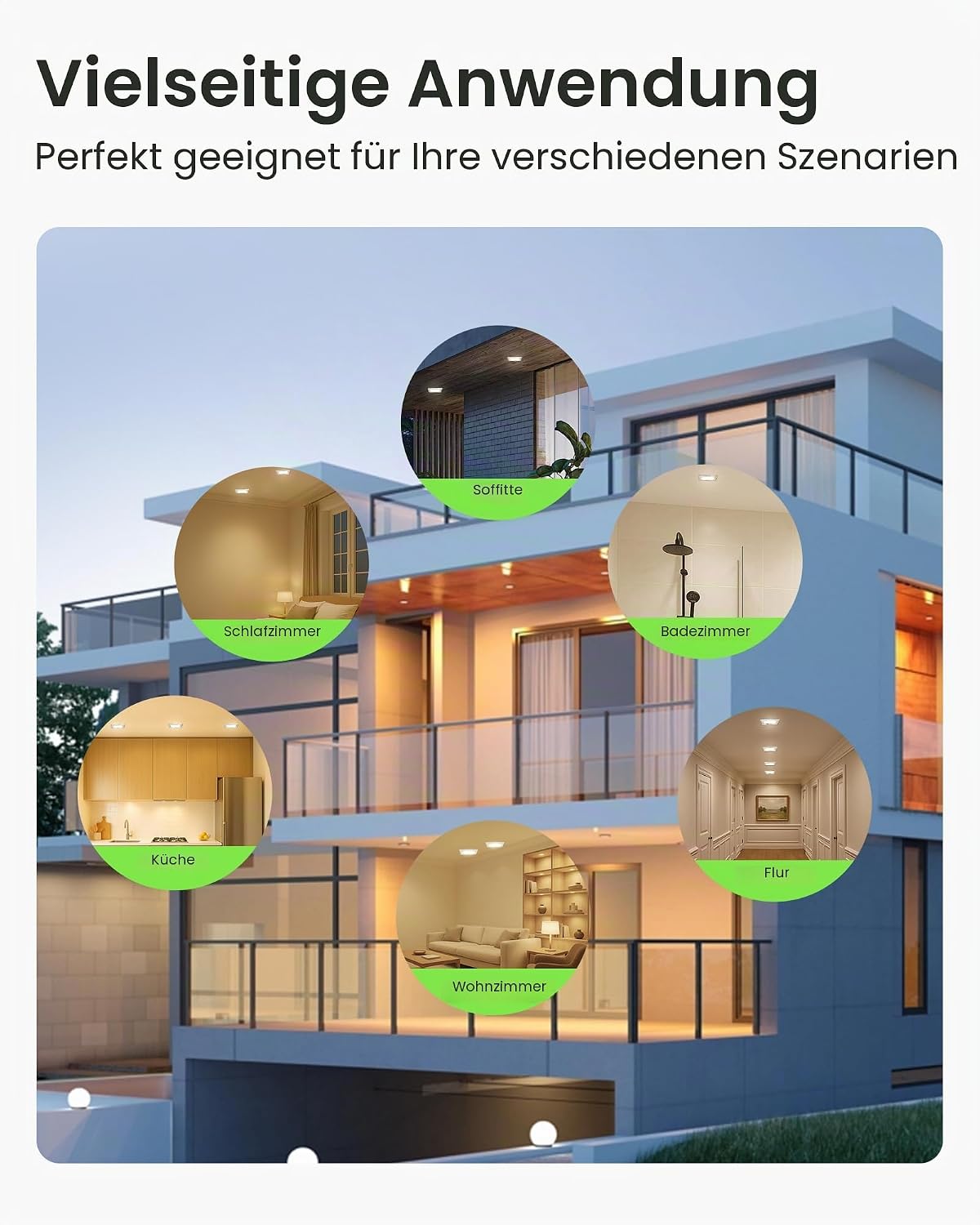 Thumbnail 6 de ALUSSO LED Einbaustrahler 230V eckig dimmbar, 7 W, IP44 (12er-Set) – 3 Farbtemperaturen wählbar, flach 68 mm, Nickel gebürstet