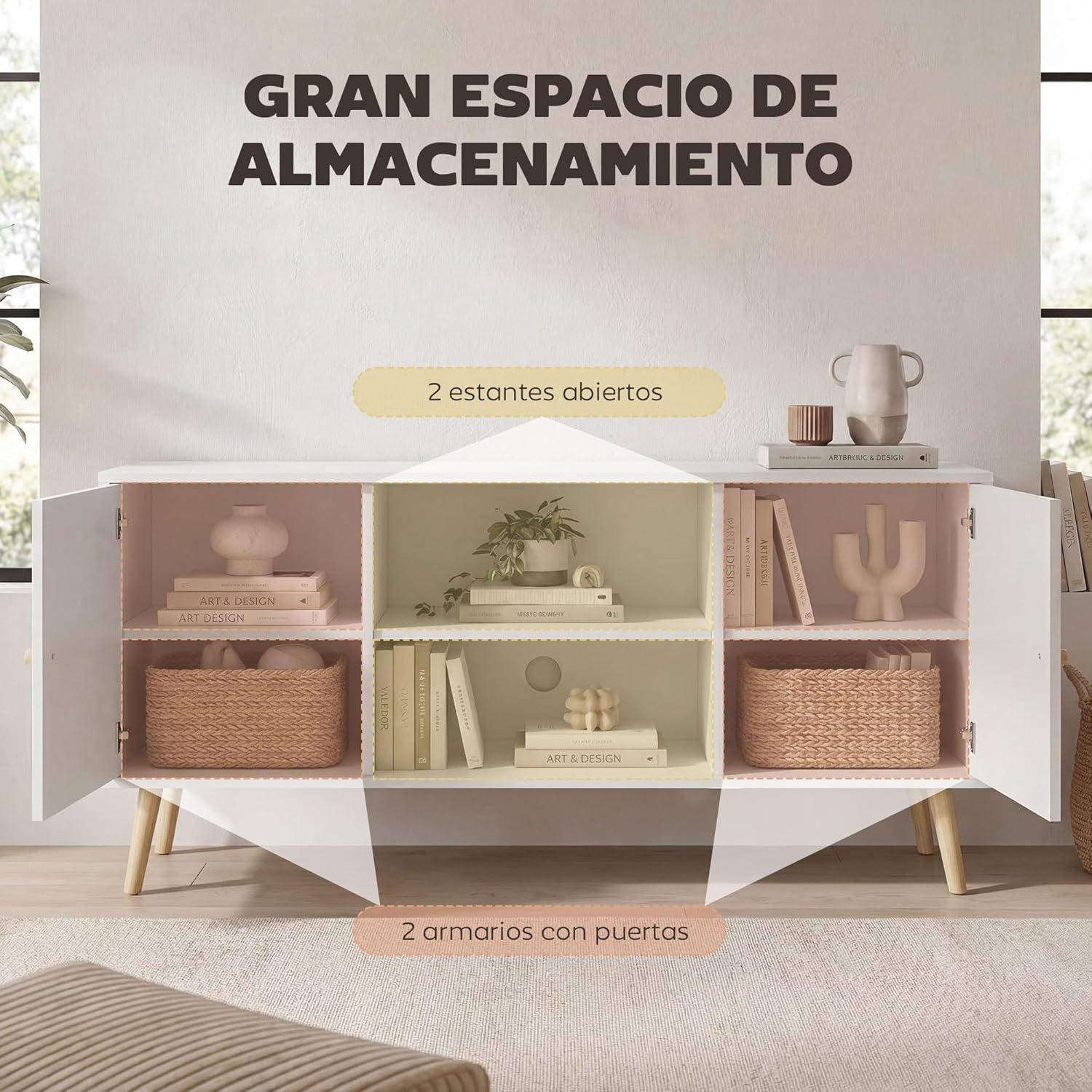 Thumbnail 2 de HOMCOM Mueble de TV 120x34x50 cm blanco