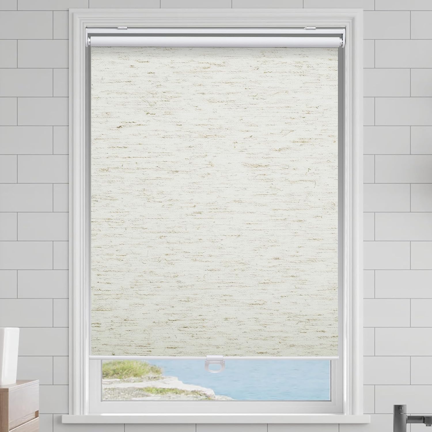 Thumbnail 1 de Natural Linen Roller Shade 27" x 72" blackout for doors/windows 🪟