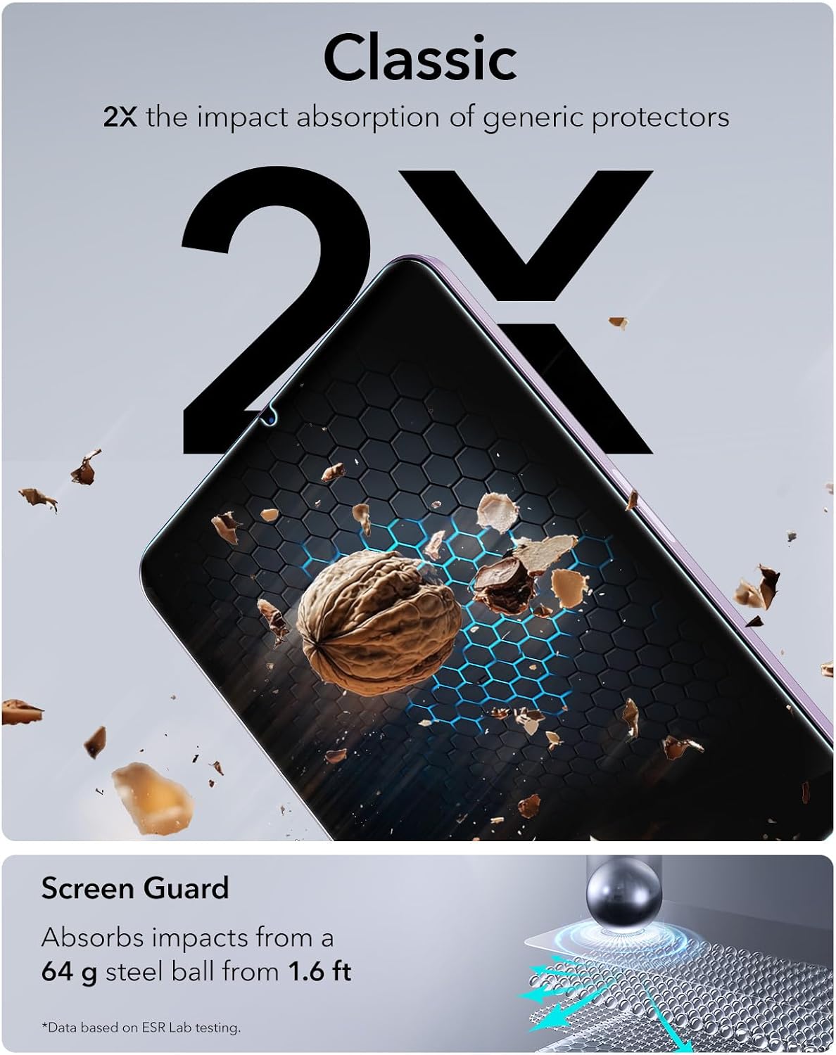 Detalle de ESR 2er-Set Panzerglas für iPad Mini 7 (2024) & Mini 6 (2021) – mit UltraFit-Ablage, 9H & blasenfreiem Aufbringen