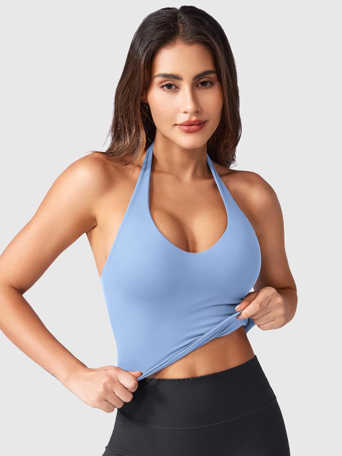Thumbnail 2 de ZAAYO Halter Neckline Tank Top Damen – Gepolstertes Crop Top mit Neckholder und V-Ausschnitt