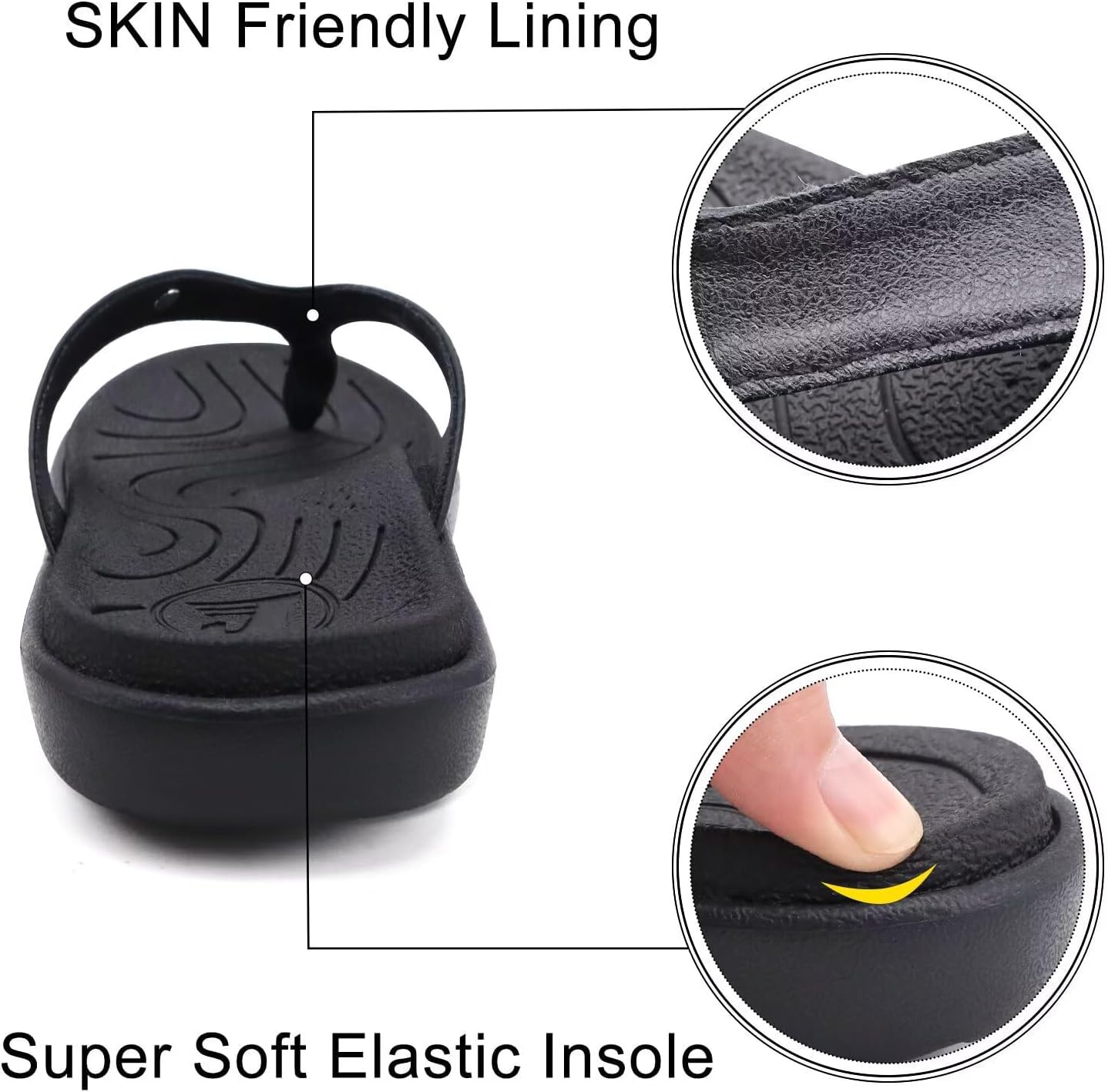 Detalle 2 de jiajiale Flip Flops Damen – Orthopädische Leder Stoff Slipper mit rutschfester Sohle