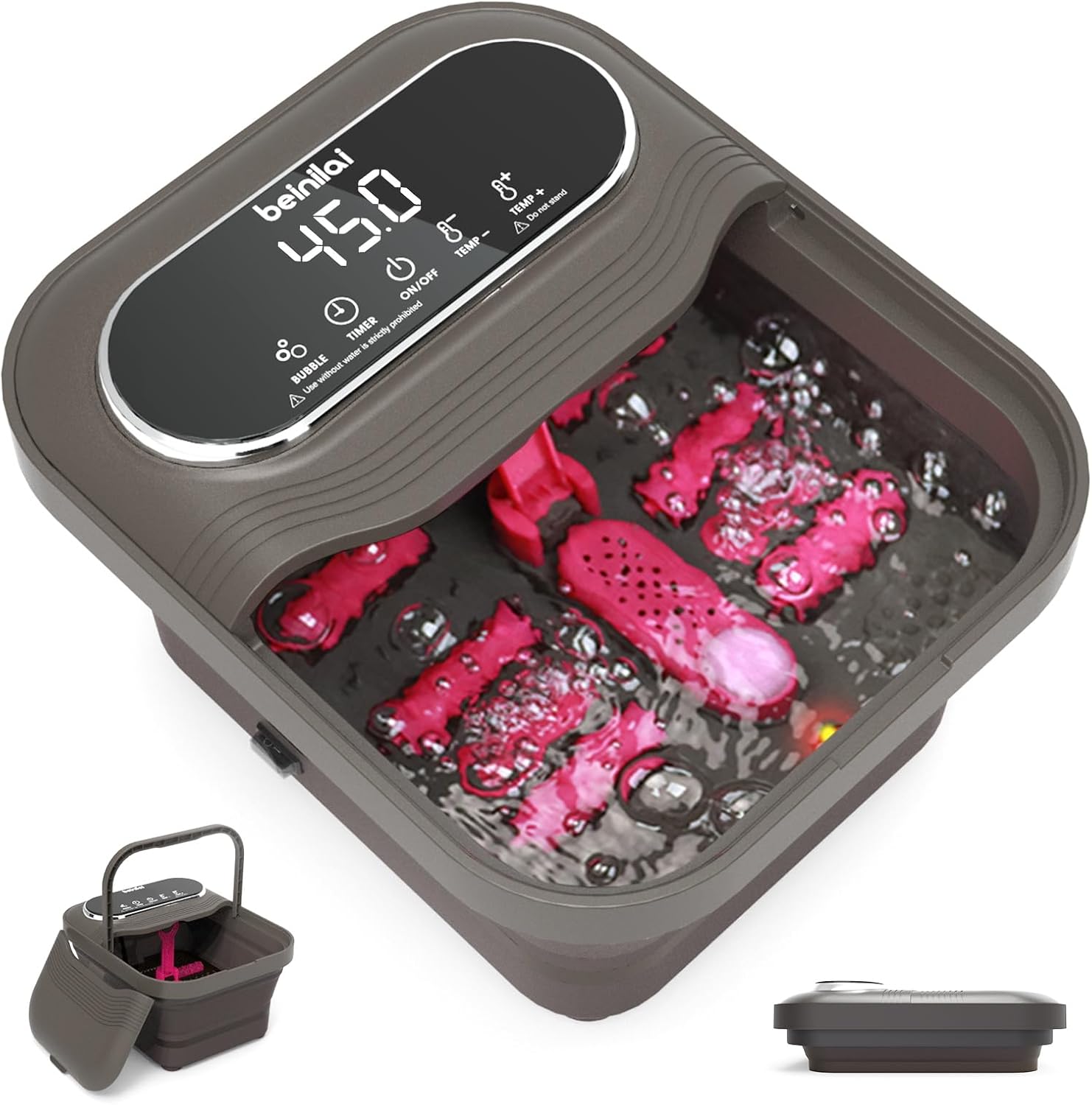 Detalle de Beinilai Collapsible Foot Spa with Heater and Bubbles