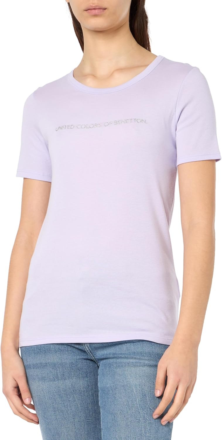 Thumbnail 6 de Benetton Damen Basic T-Shirt 100% Baumwolle