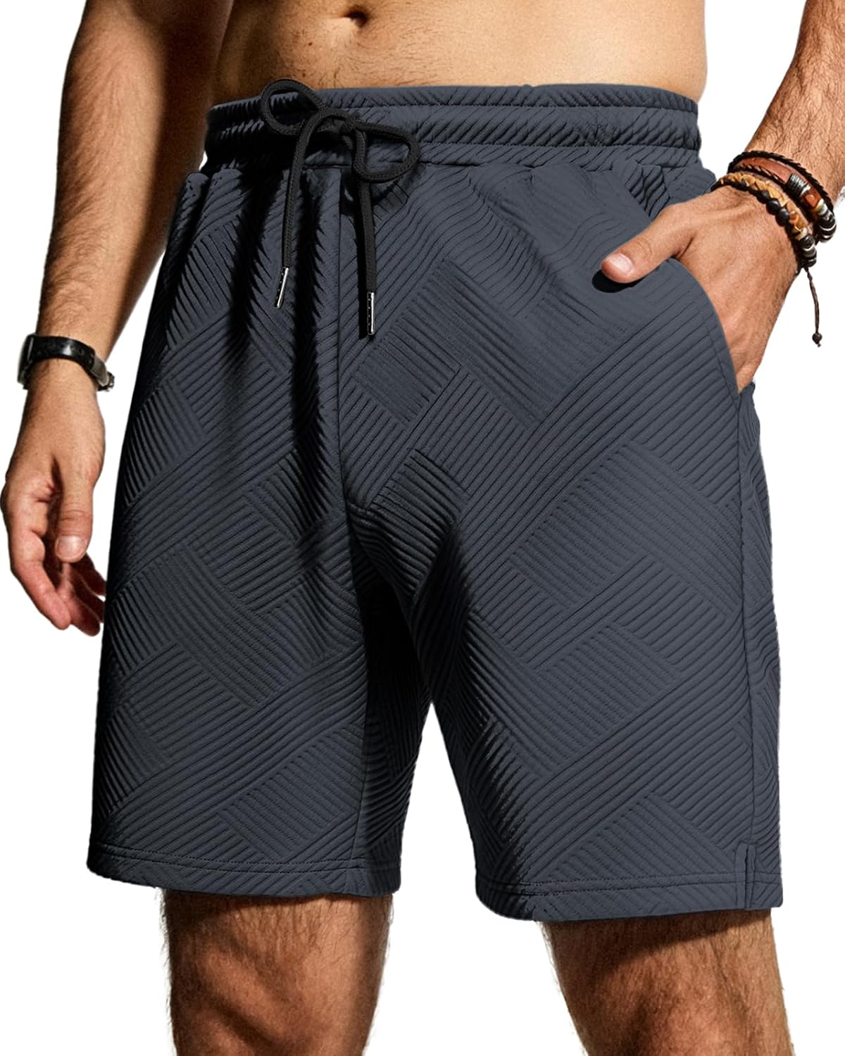 Thumbnail 6 de HMIYA Herren Shorts Textur Stretch – bequeme Sommerfreizeit mit elastischem Bund und Taschen