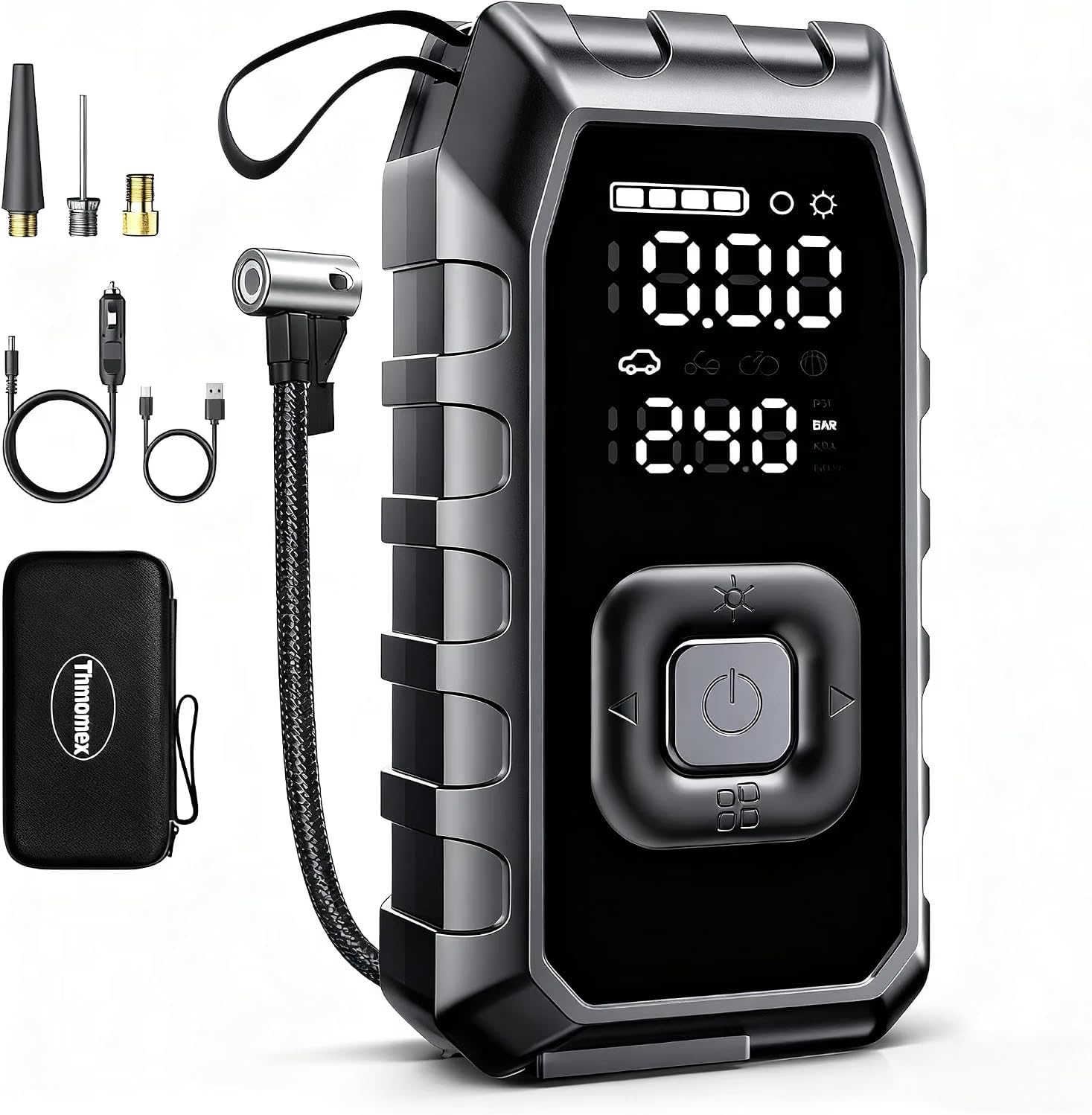 Detalle de Thmomex Portable Air Compressor Tire Inflator, 20000mAh, 180 PSI, Dual-Cylinder