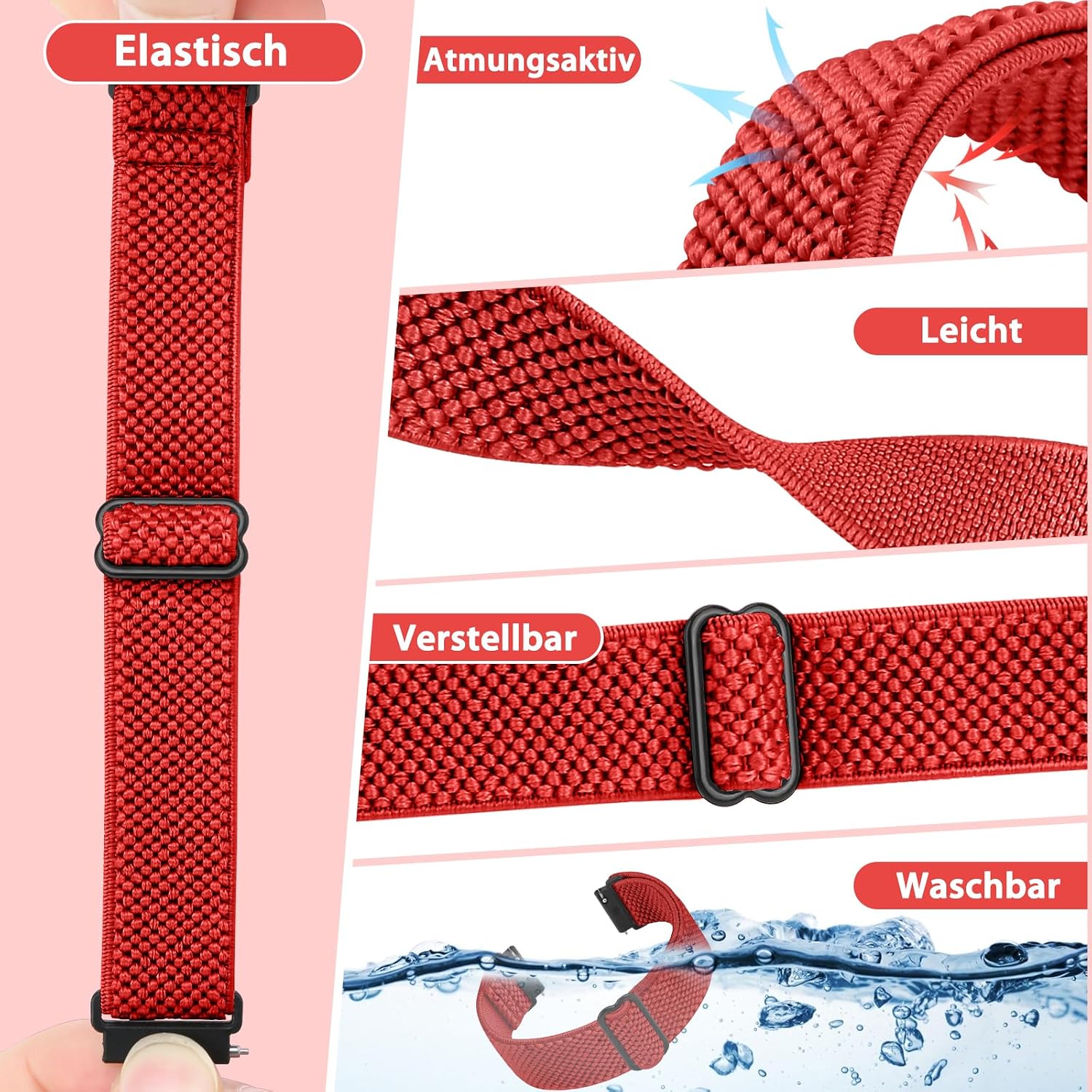 Detalle 2 de SHIJZWD Elastisches Uhrenarmband 20 mm