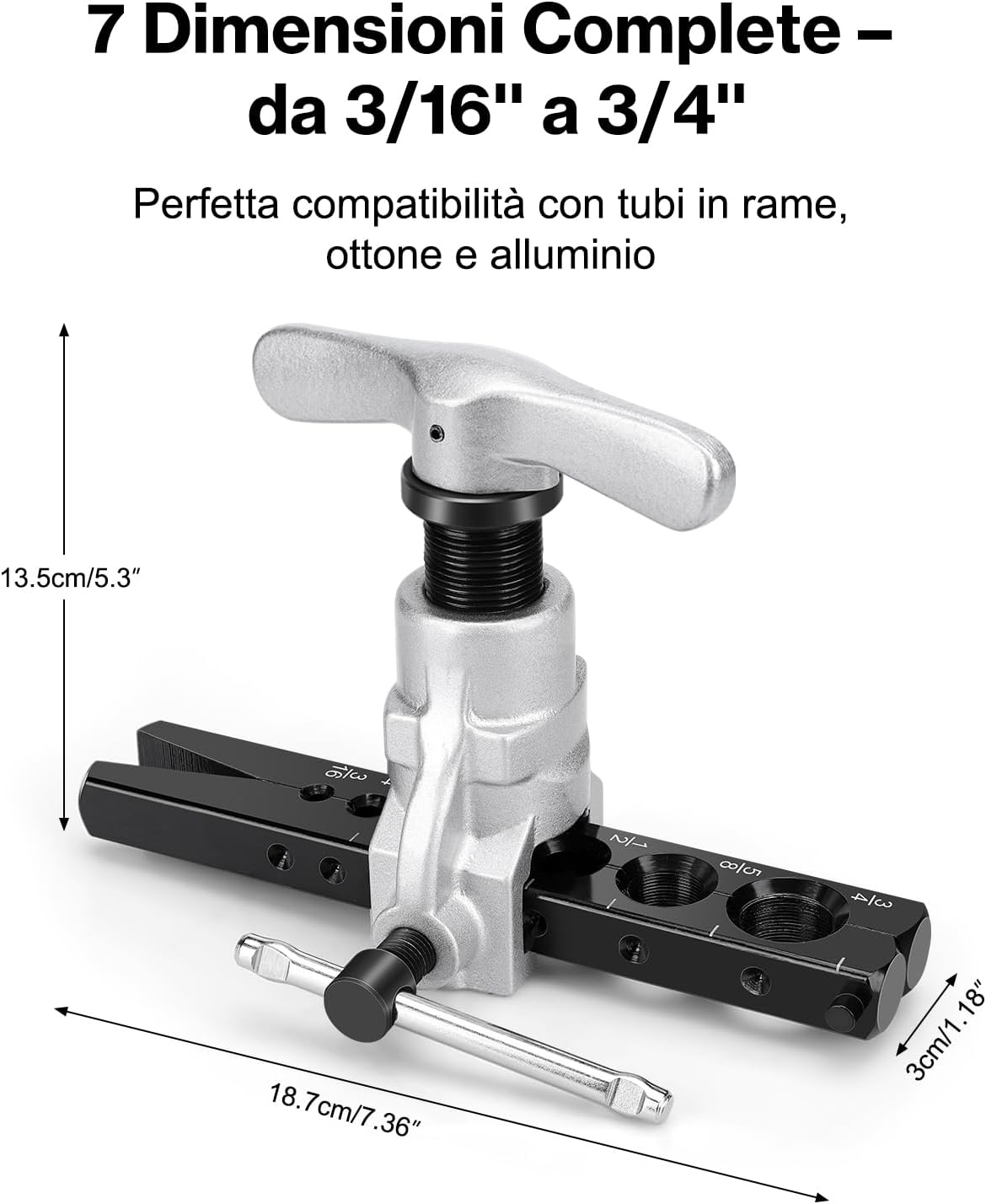 Thumbnail 2 de Ordriv cartellatrice per tubi in rame 3/16"-3/4" con svasatura a 45° in acciaio 45# e manico a T scorrevole