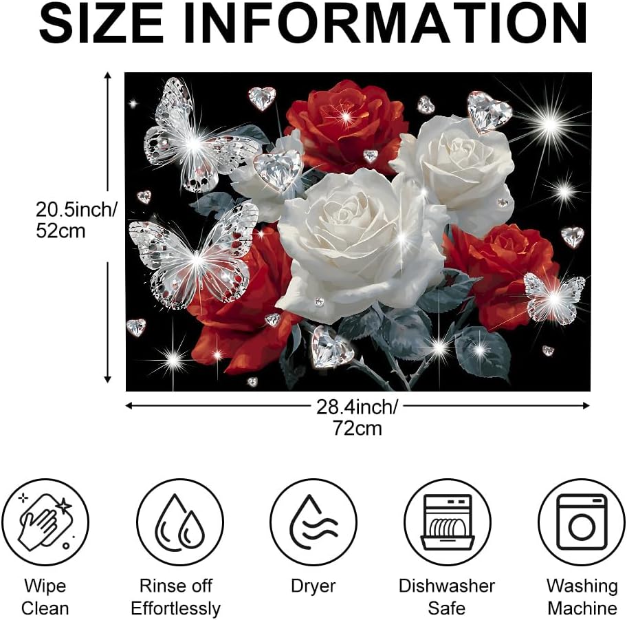 Thumbnail 5 de Needa One Rose Butterfly Washer and Dryer Top Cover Mat, 28.35 x 20.47 in