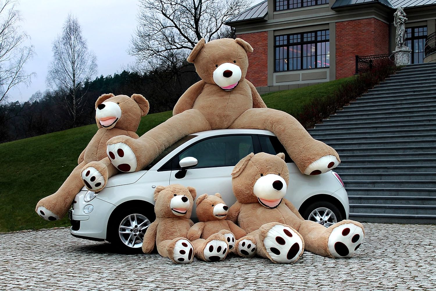 Detalle de MAKOSAS teddybeer 130 cm, bruine pluche knuffel van polyester