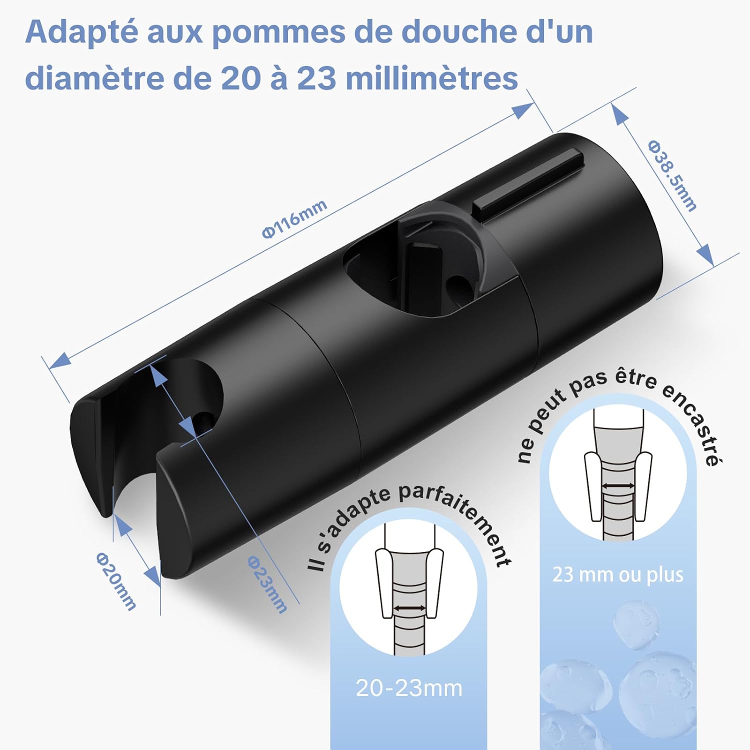 Detalle de OFFO Support Pommeau de Douche Réglable 19–25 mm en ABS, Noir