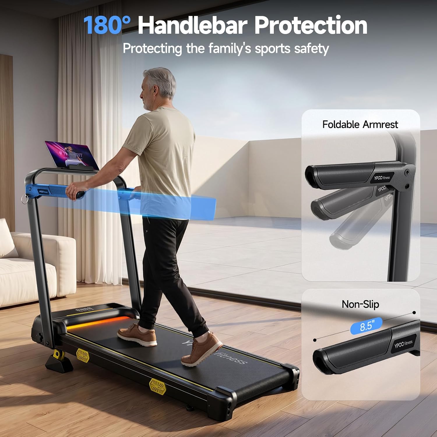 Thumbnail 3 de YPOO T5 Walking Pad with 16% Incline, Folding Design and RGB Lights