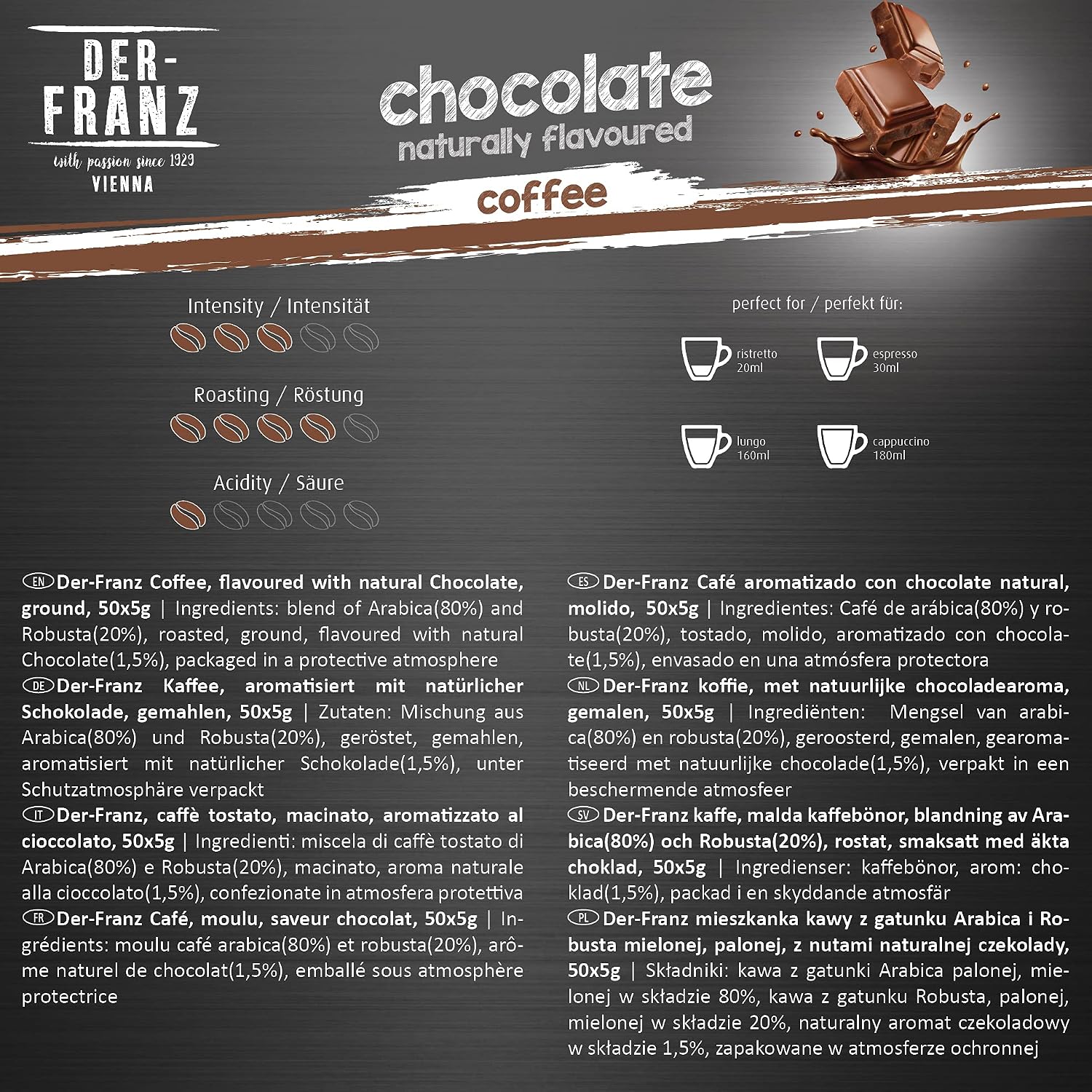 Thumbnail 4 de Der-Franz caffè Pack: chicchi interi aromatizzati 5x500 g