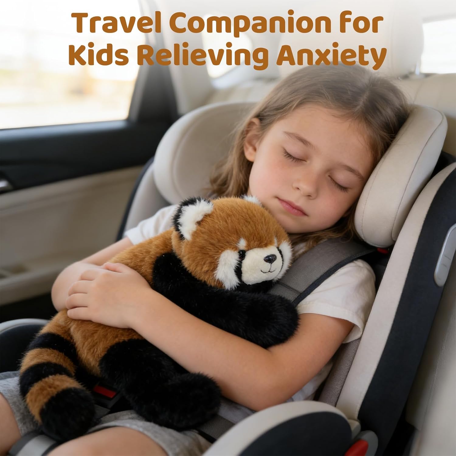 Detalle de asterbud Weighted Red Panda Stuffed Animal 1.5kg – A comforting, bendable plush for anxiety relief and sleep support