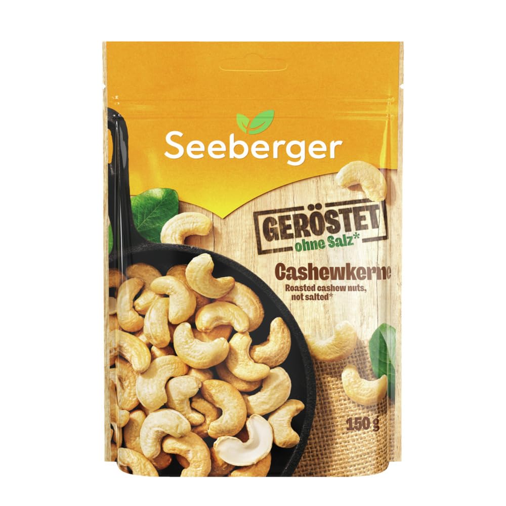 Detalle de Seeberger Cashewkerne geröstet 12er Pack – knackige Cashews ohne Salz, vegan