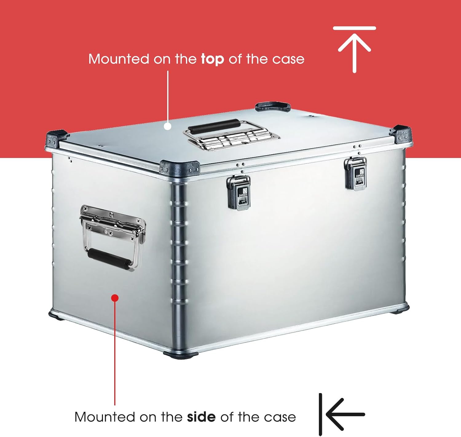 Detalle 2 de SUPAWAY 4er Set Klapp-Tragegriffe für Flightcase, Eisen-Boxengriff mit Feder und Gummigriff, 140 mm