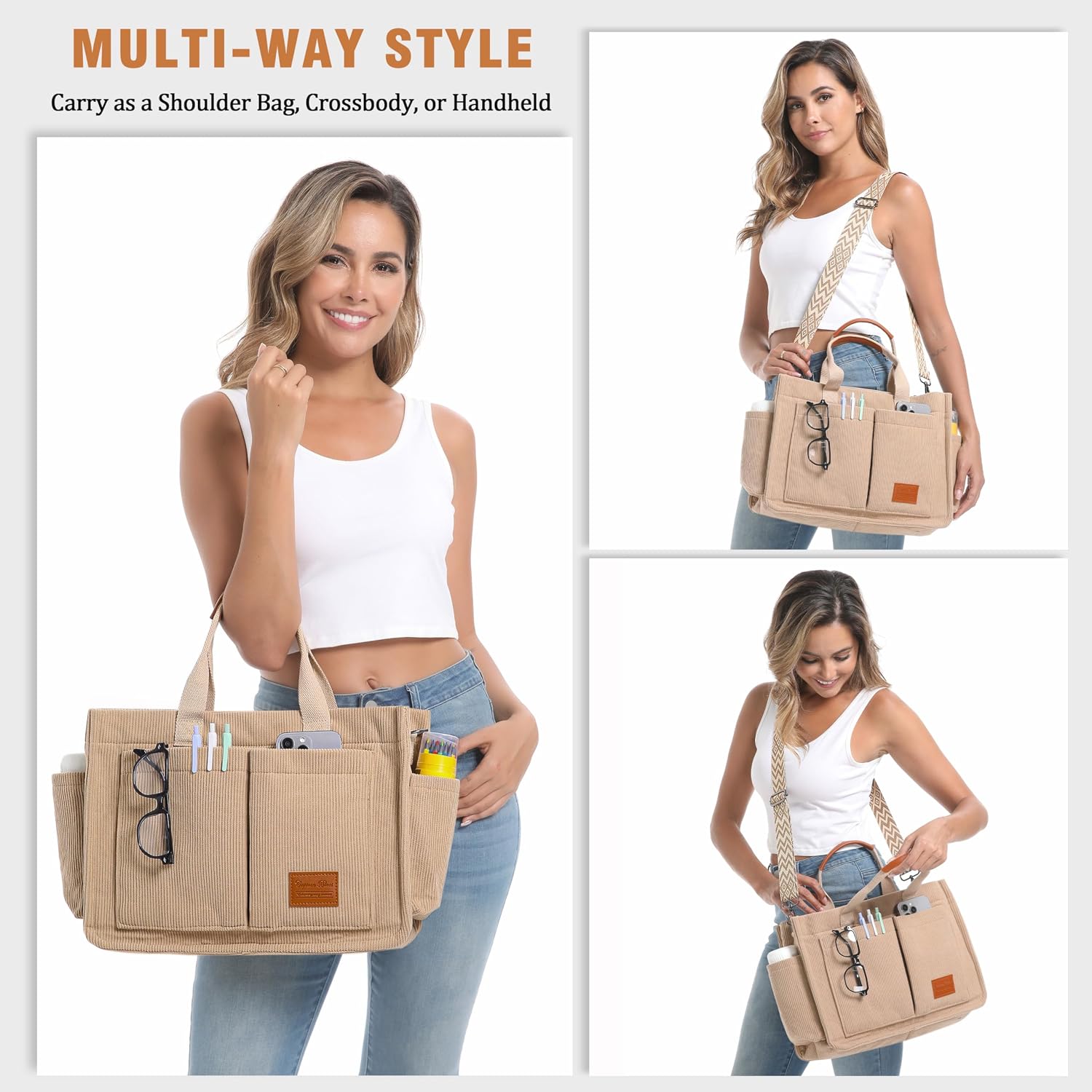 Detalle de Captain Blues corduroy zip tote bag 15.6 inch
