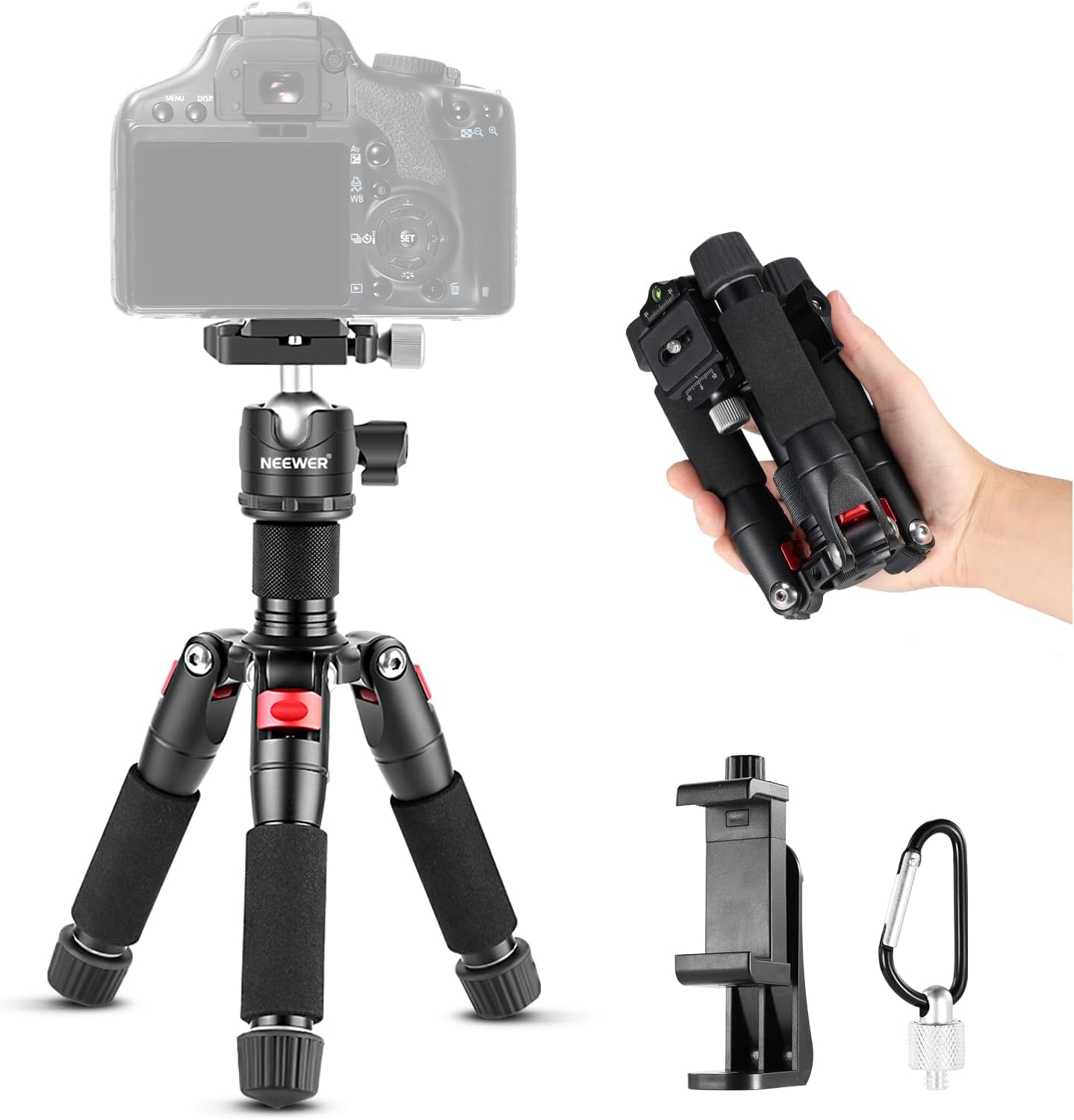 Detalle de NEEWER Mini Desk Camera Tripod with Phone Holder (TP-AAM521)