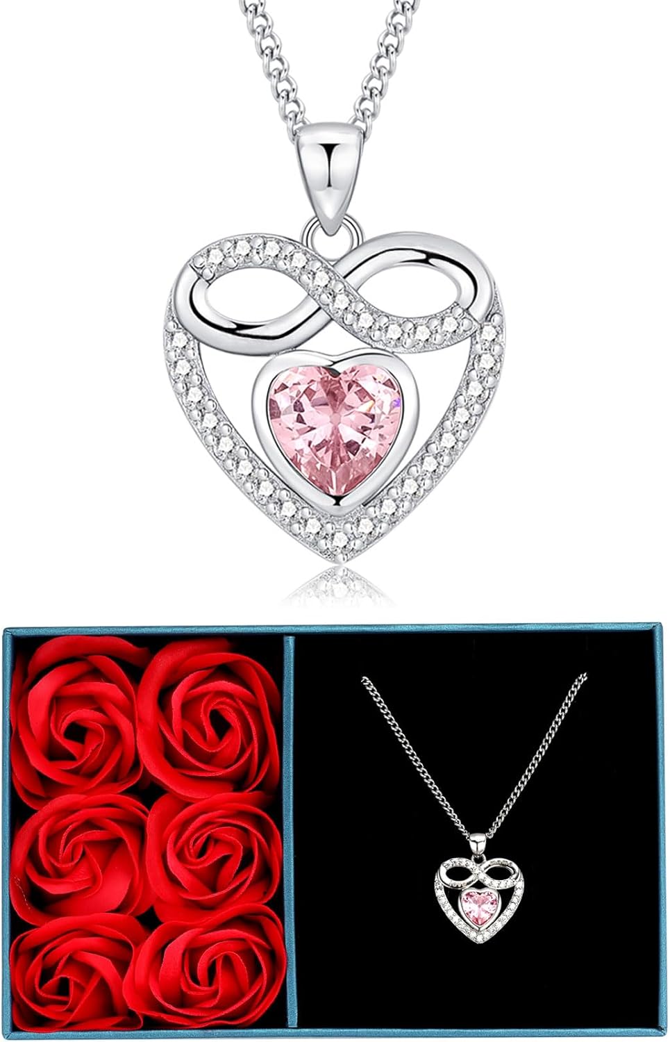 Imagen de TIZU Collana donna Cuore Amore infinito con rosa 🎁 en OfertitasTOP