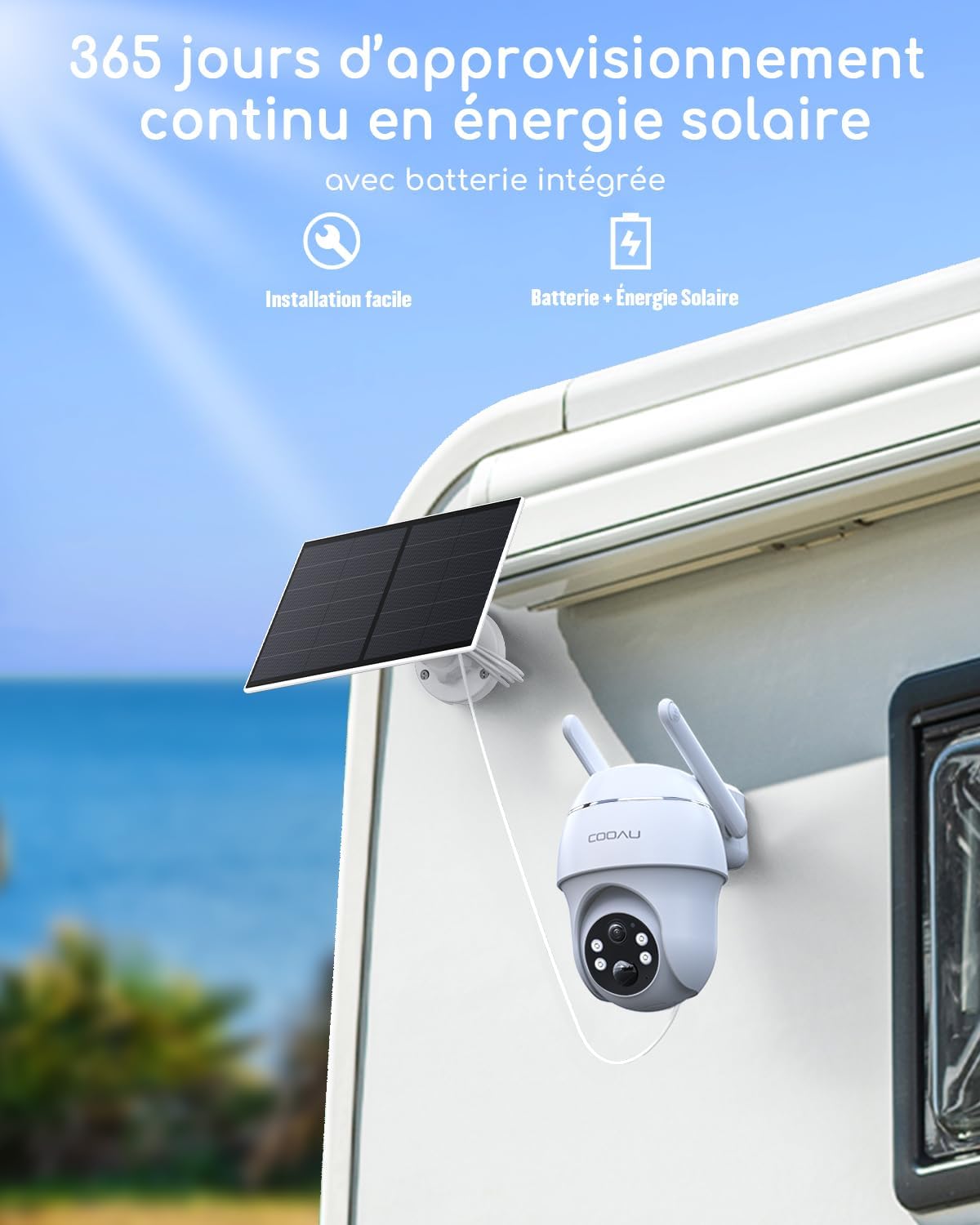 Thumbnail 2 de COOAU 4G LTE Caméra solaire 3MP 360°