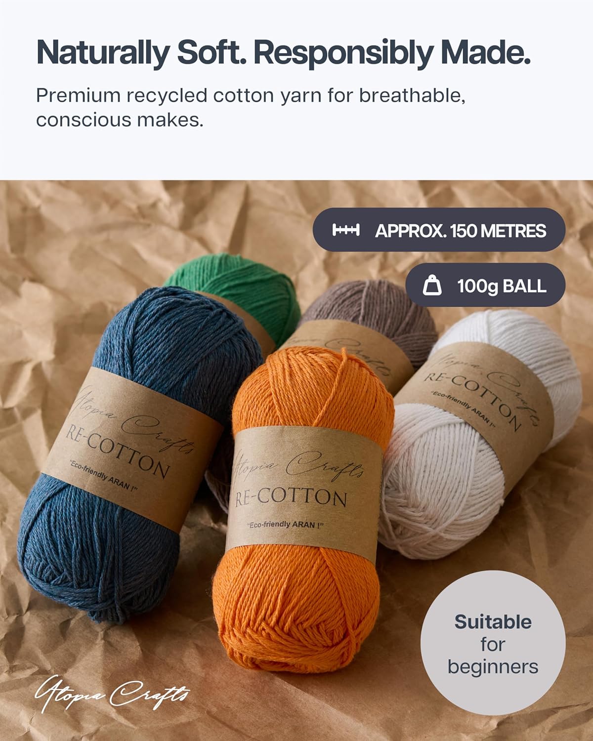 Thumbnail 3 de Lot de 5 pelotes Utopia Crafts Re-Cotton 100 g