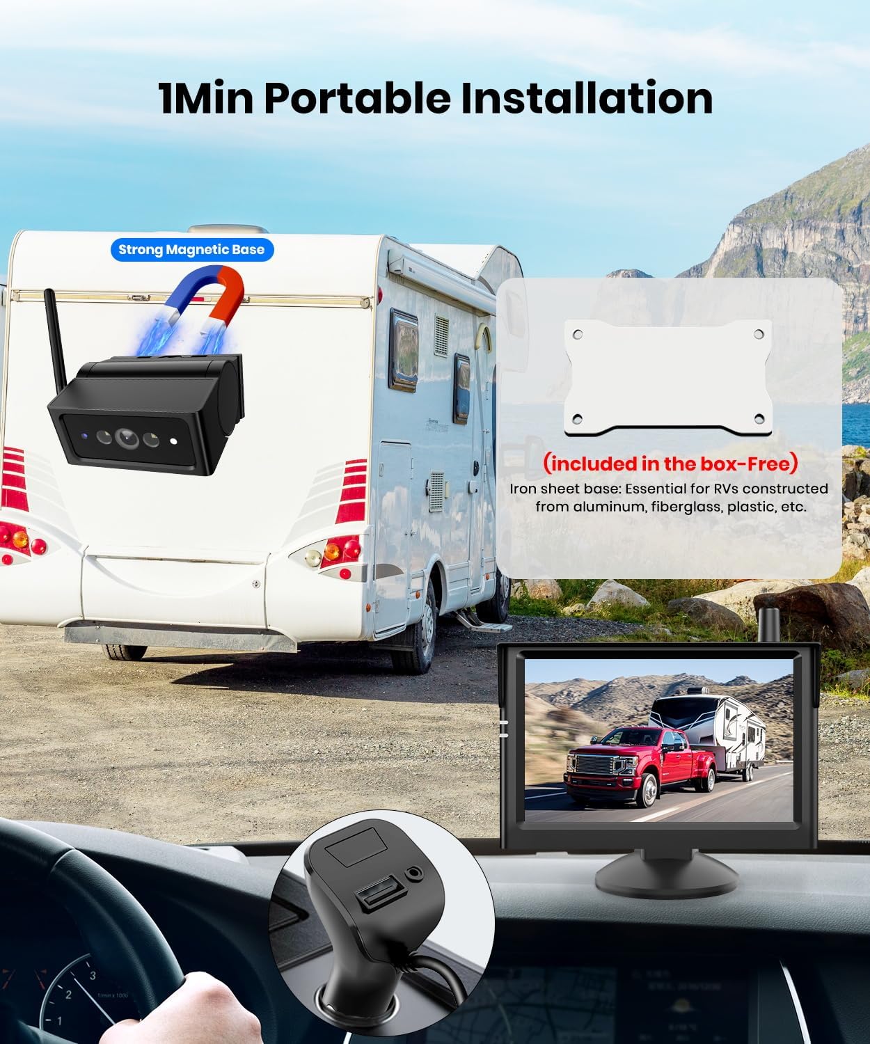Thumbnail 1 de AUTO VOX Wireless Backup Camera Magnetic: 1080P, 2-Channel, 1-Min Install