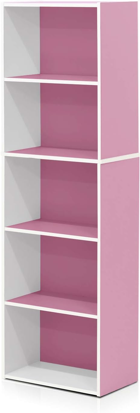 Thumbnail 5 de Furinno 5-Tier Reversible Open Shelf, White/Pink