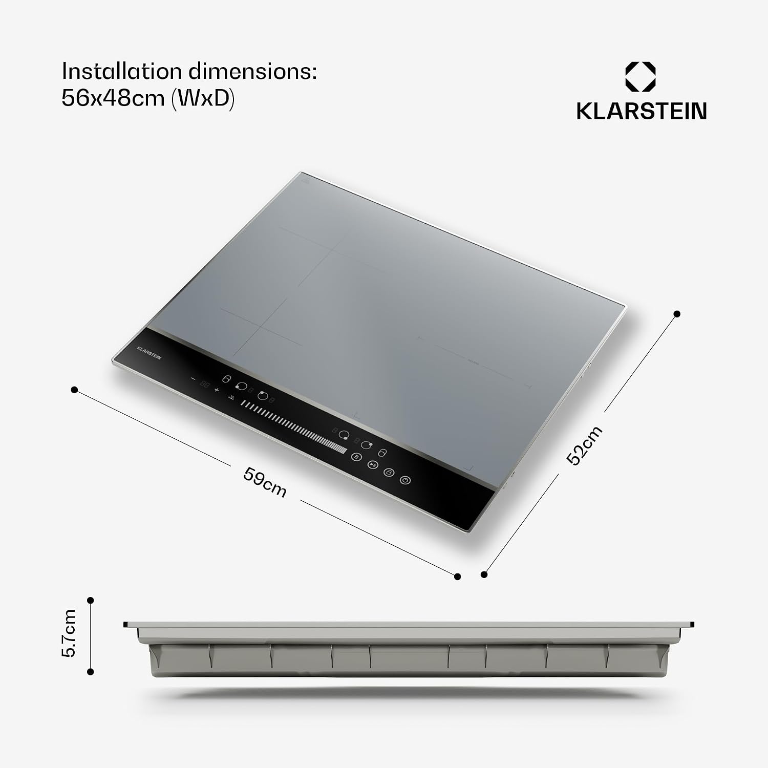 Thumbnail 6 de Klarstein DualTone Hybrid 60 cm Induction Hob, 4 Zones, Flex Zone, 7200W