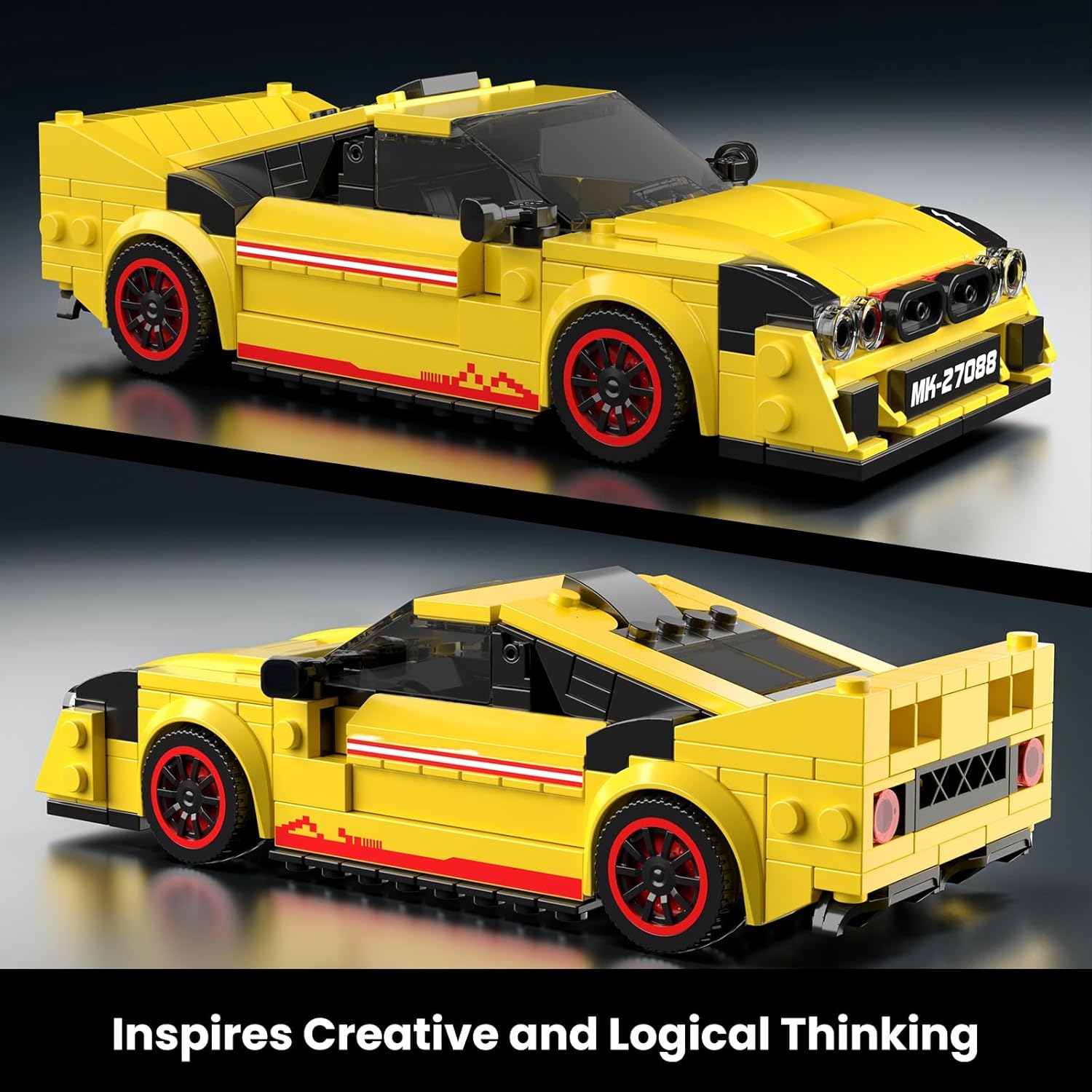 Thumbnail 2 de Mould King 27088 Technik Sportwagen Bausteinset mit Acryl-Vitrine (466 Teile)