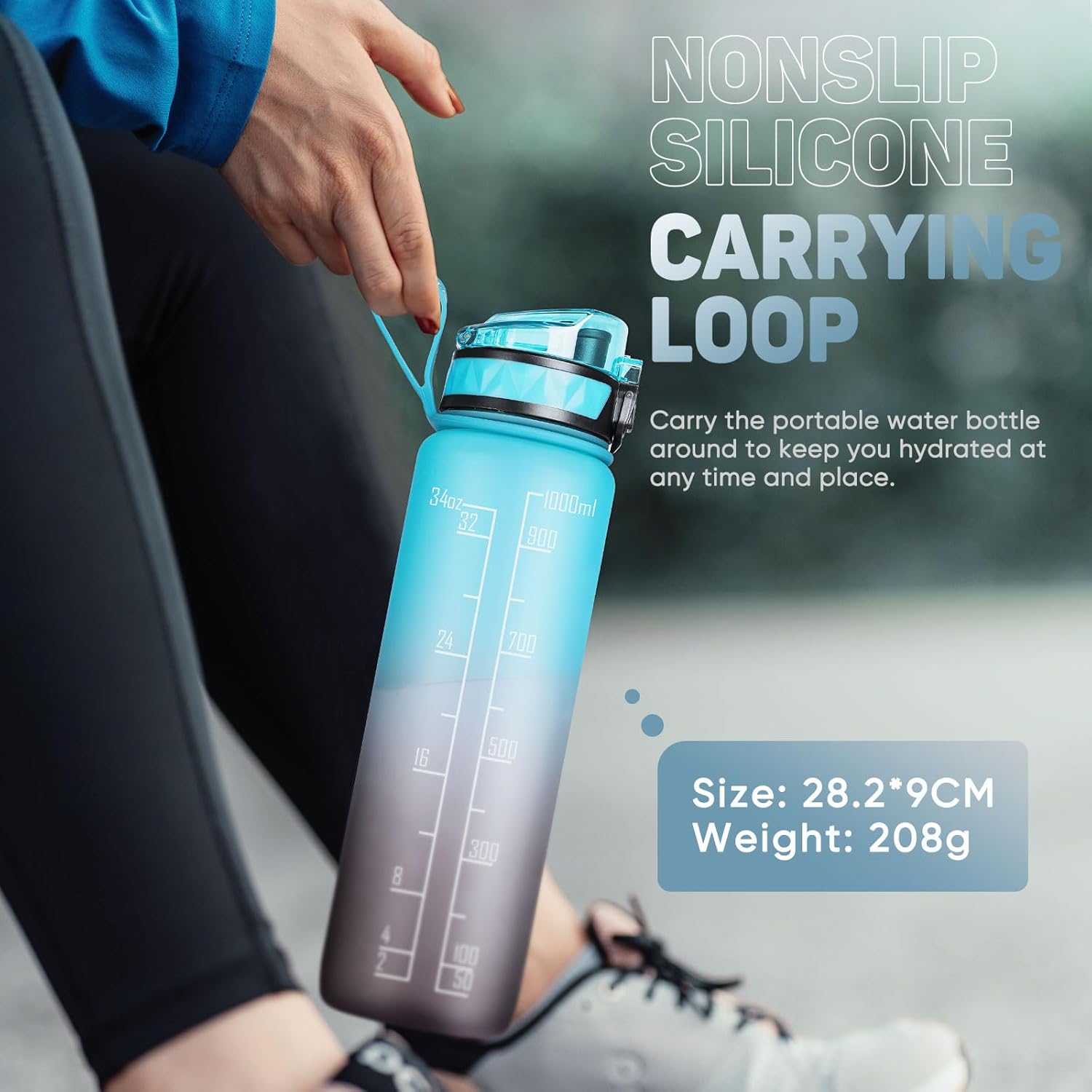 Thumbnail 5 de FULDENT Trinkflasche 1L Sport-Wasserflasche mit rutschfestem Gummi-Grip (BPA-frei) für Fahrrad, Outdoor, Schule & Gym