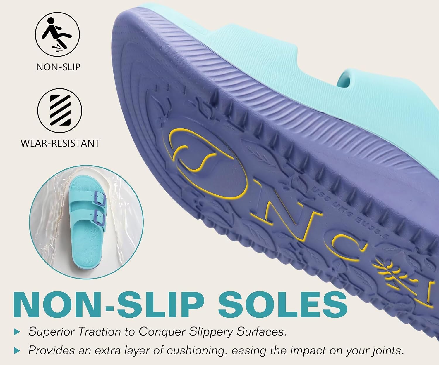 Detalle de ONCAI Sandales de récupération femmes avec boucle réglable et support de voûte orthopédique (36-42)