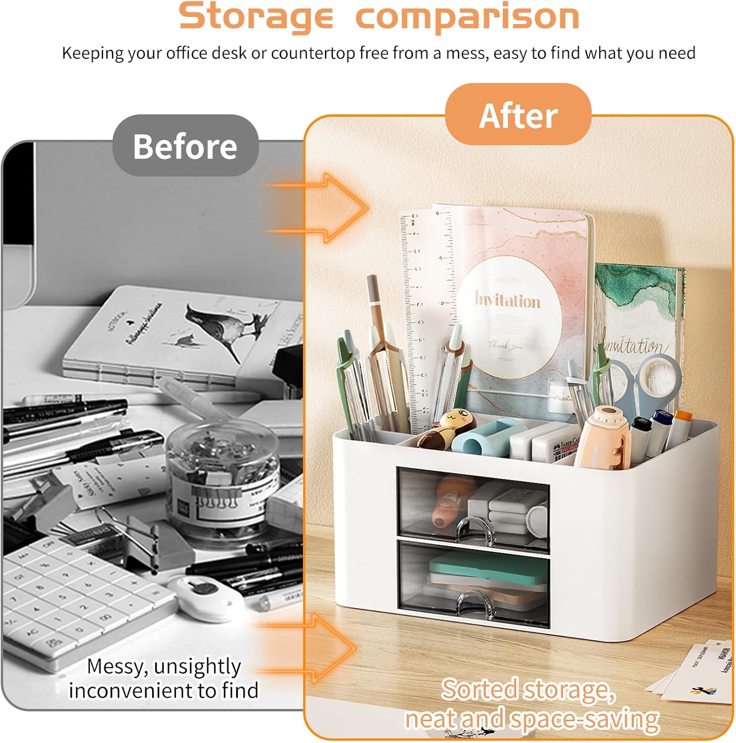 Thumbnail 3 de Cayxenful desk organiser with drawers