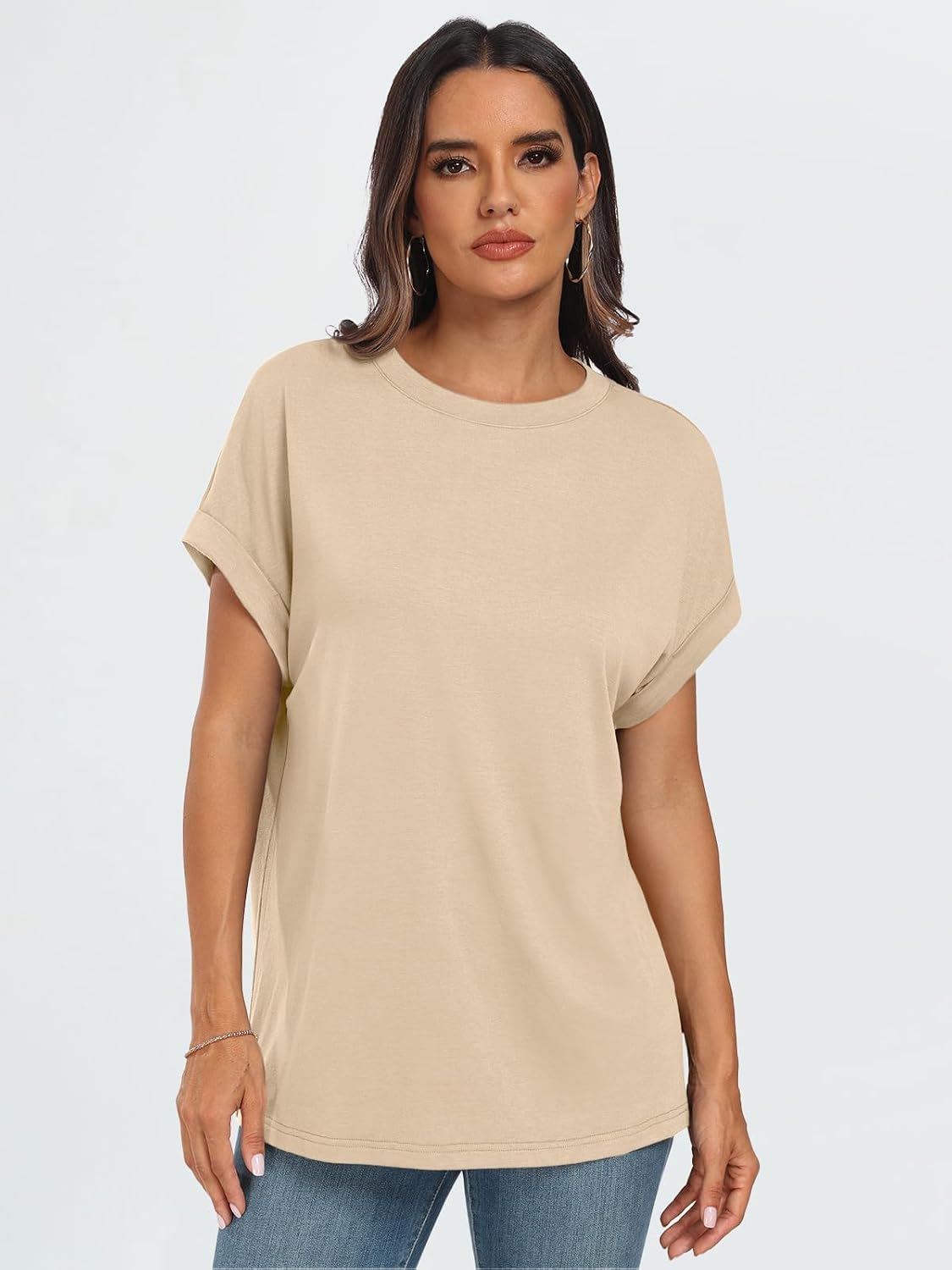 Detalle 2 de Cuptacc Tshirt Damen Oversize Kurzarm Sommer